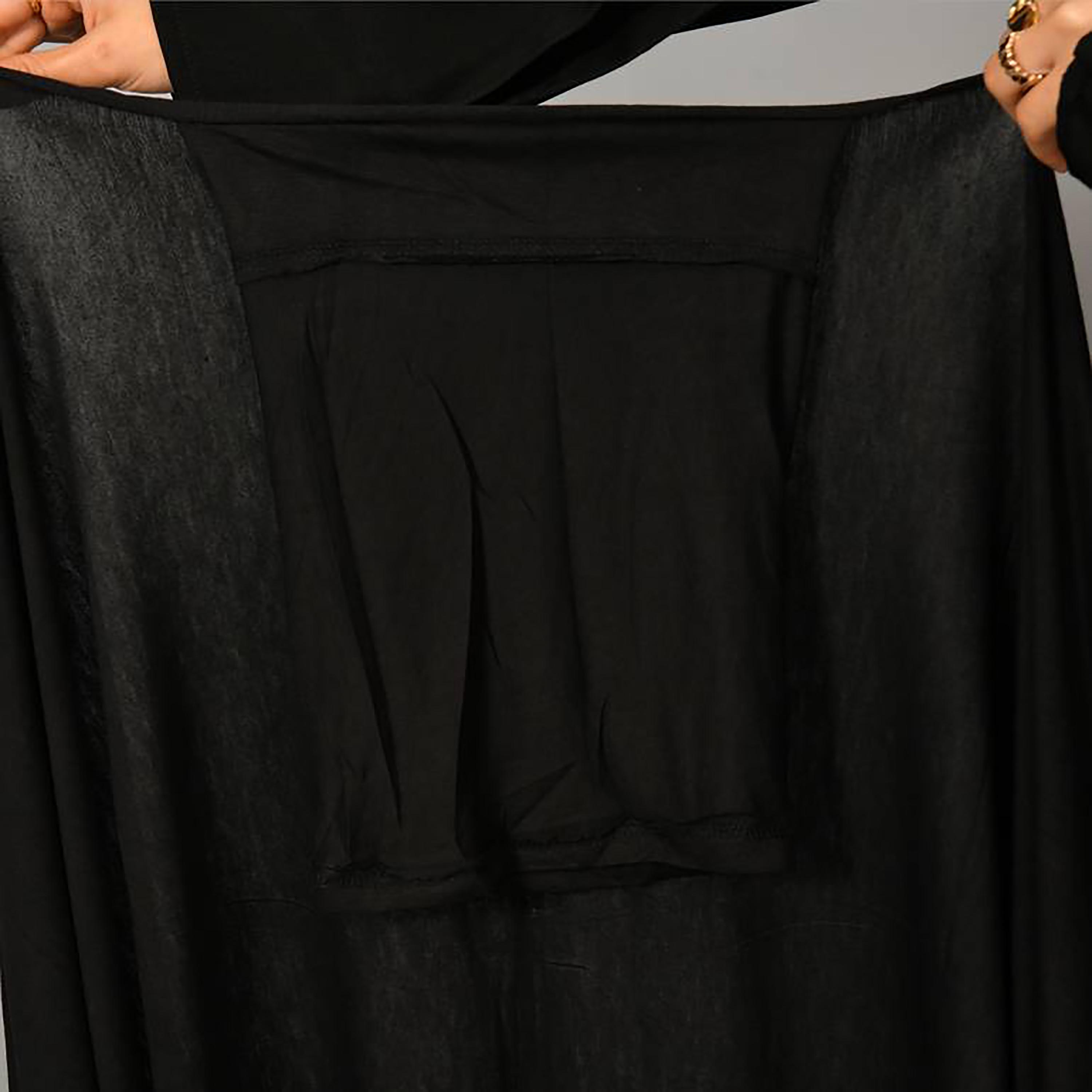 Hawraa Black Plain Crepe Hijab with Turban Cap-women-arabicclothing-headscarf-hijab-image-3