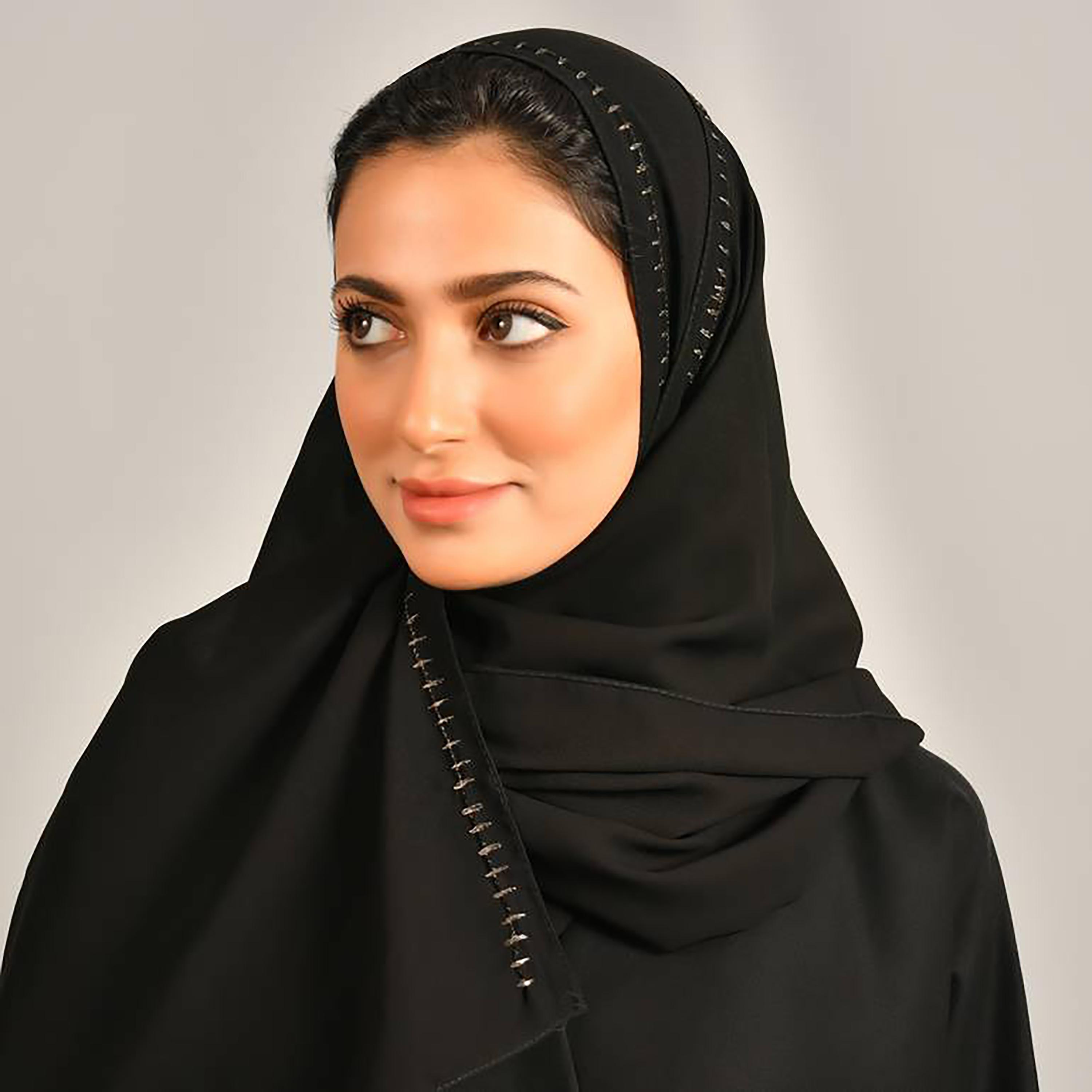 Hawraa Black Embroidered Crepe Hijab-women-arabicclothing-headscarf-hijab-image-1
