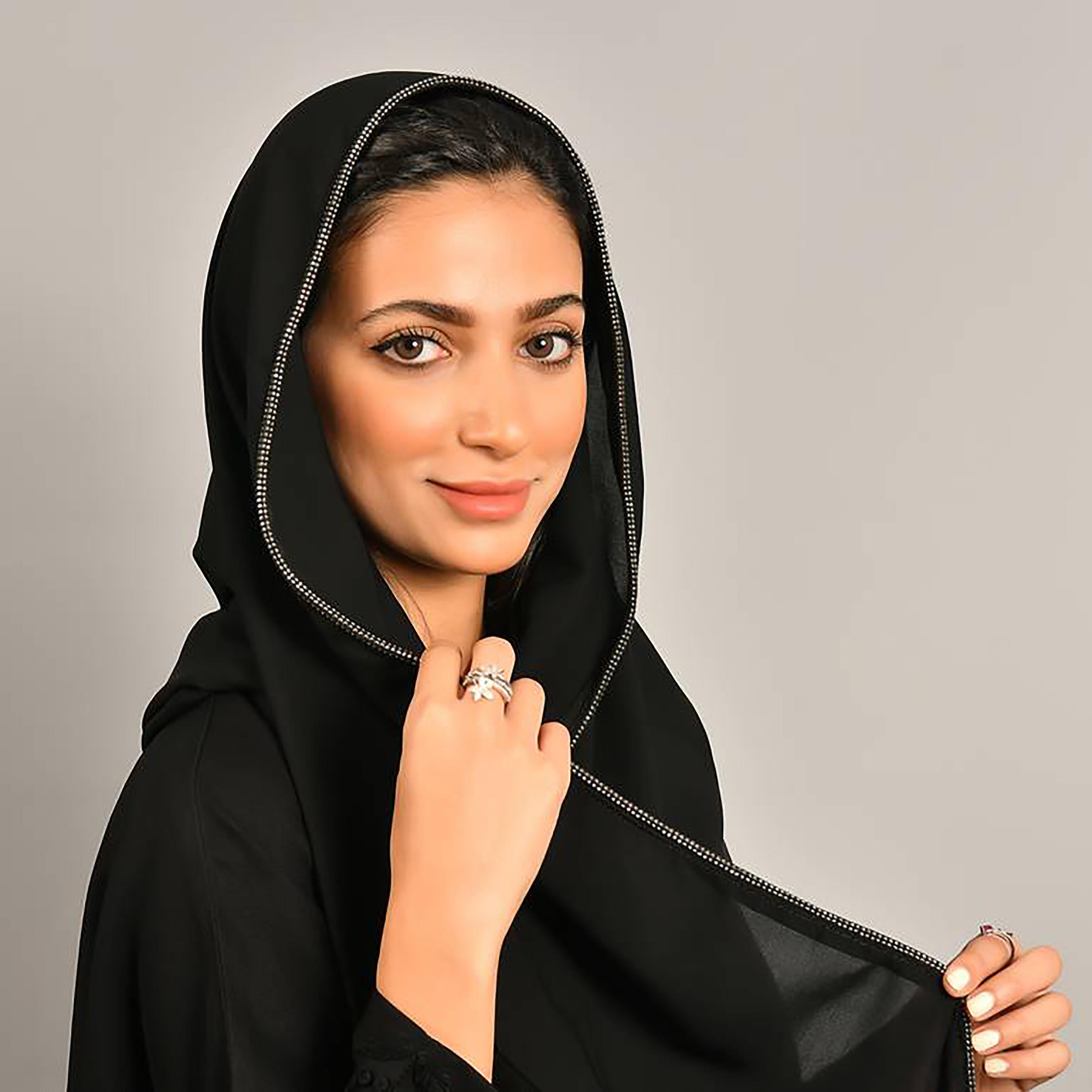 Hawraa Black Embellished Satin Hijab-women-arabicclothing-headscarf-hijab-image-2