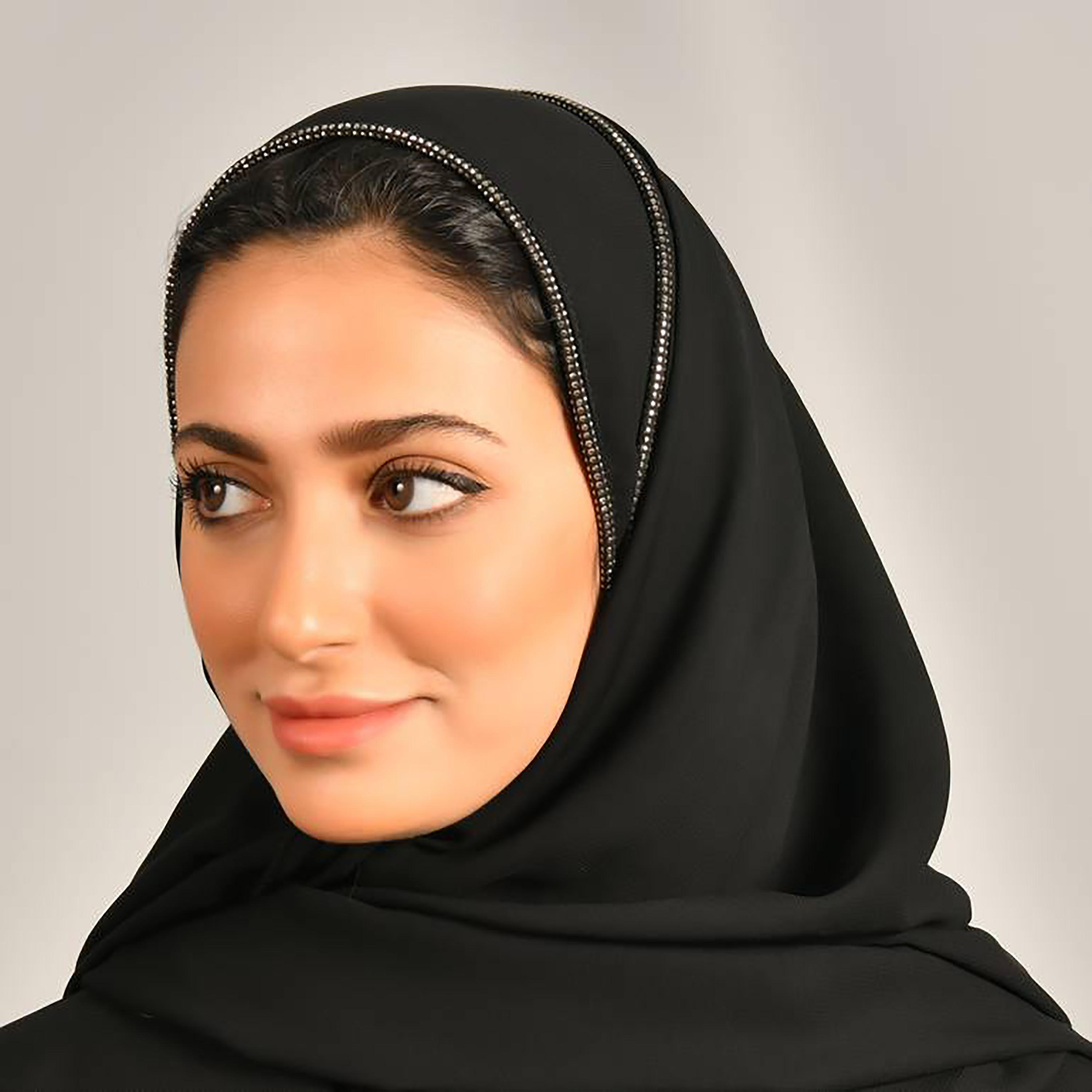 Hawraa Black Embellished Satin Hijab-women-arabicclothing-headscarf-hijab-image-4