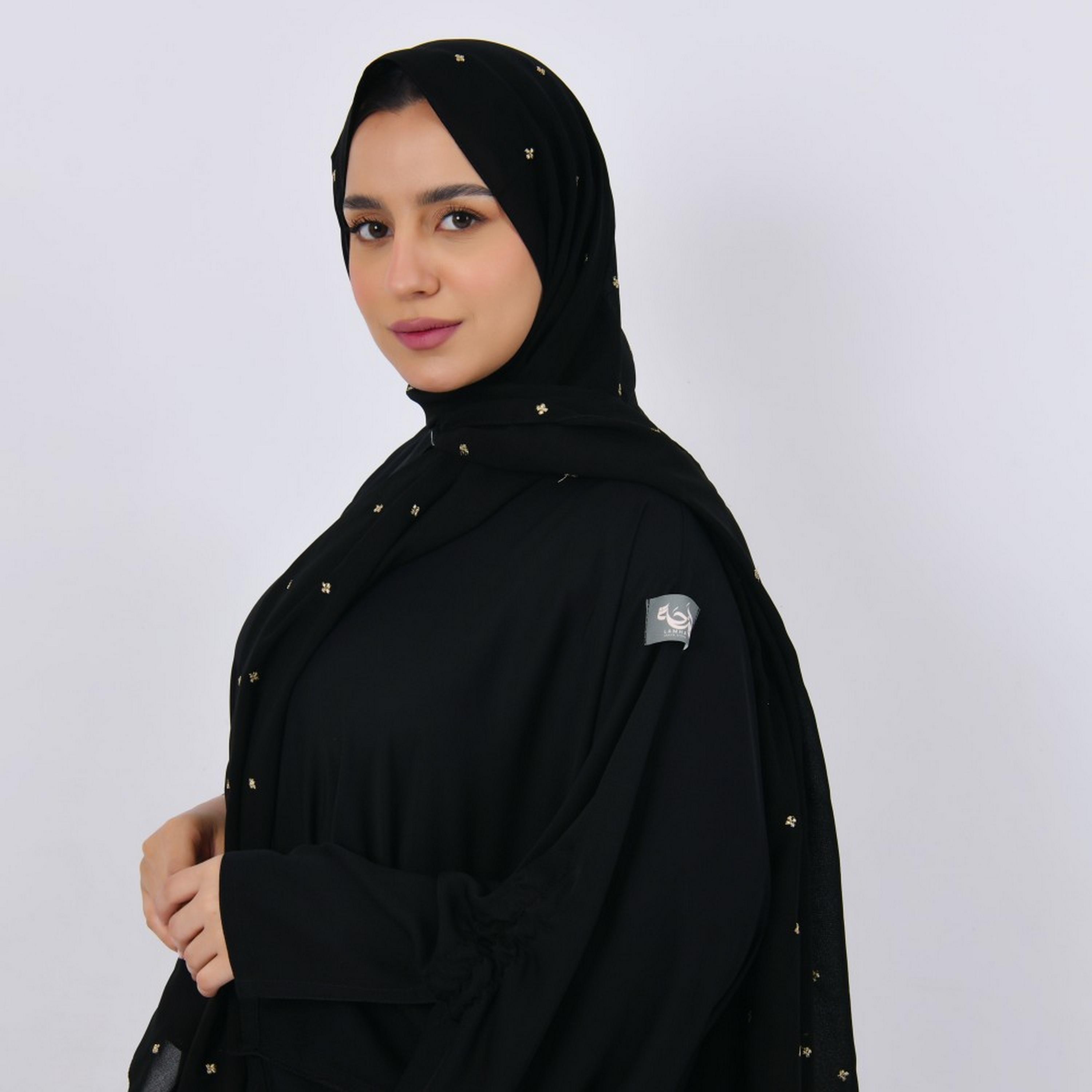 Lamha Black Embroidered Crepe Women Hijab-women-arabicclothing-headscarf-hijab-image-1
