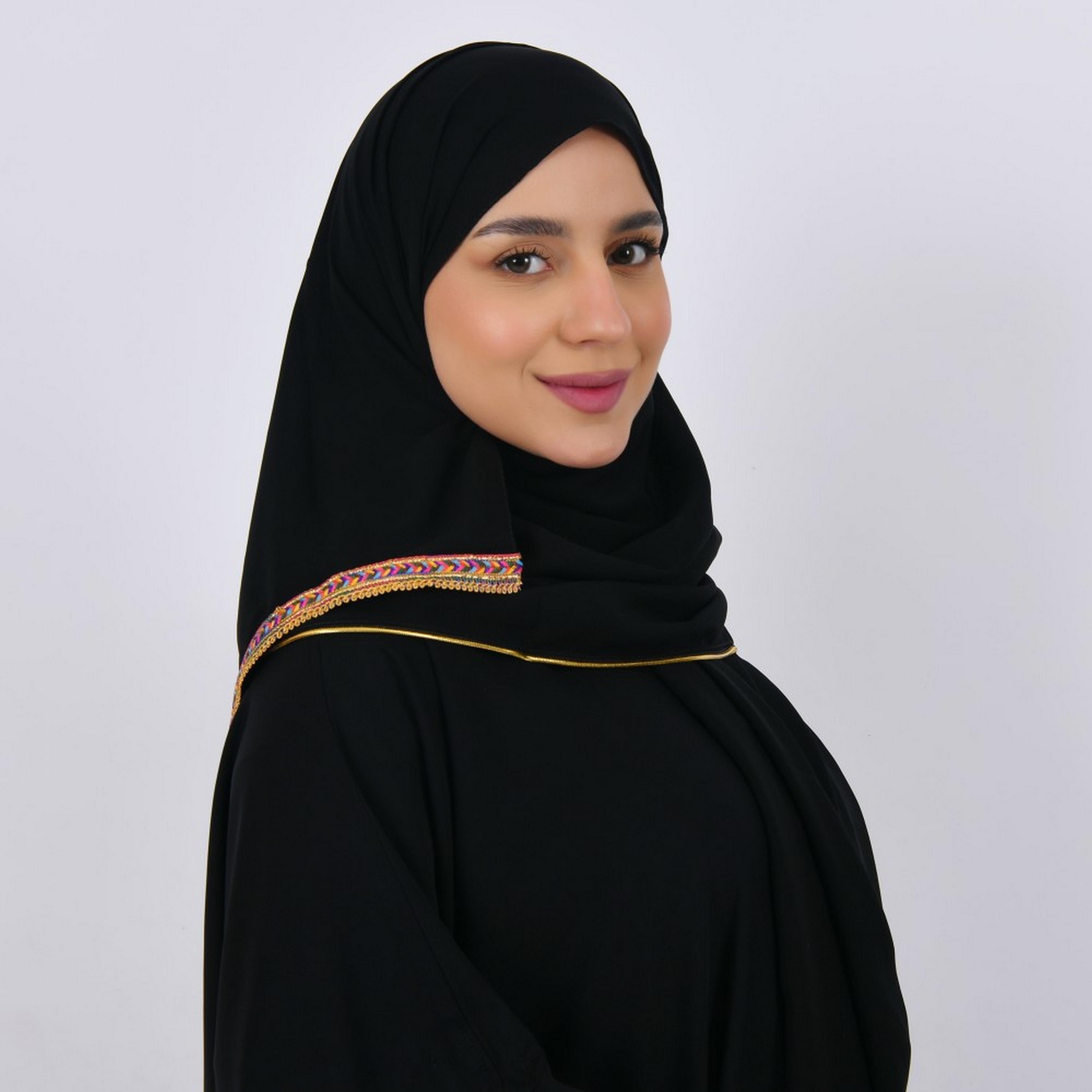 Lamha Black Embroidered Crepe Women Hijab-women-arabicclothing-headscarf-hijab-image-2