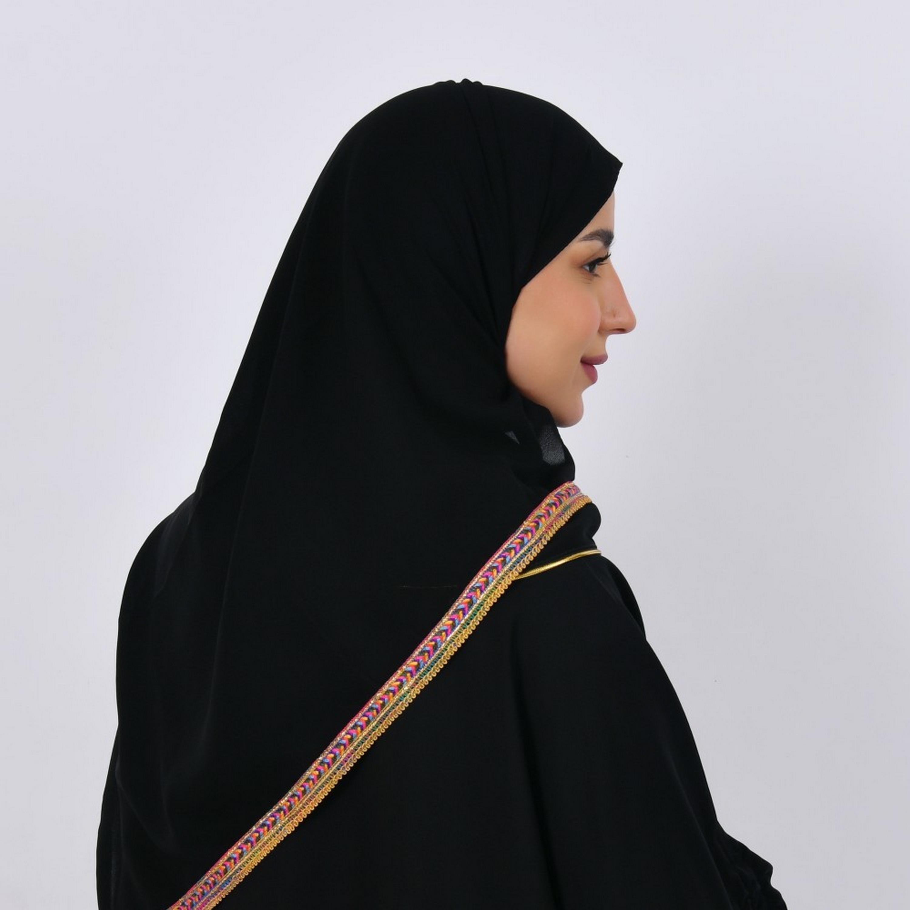 Lamha Black Embroidered Crepe Women Hijab-women-arabicclothing-headscarf-hijab-image-4