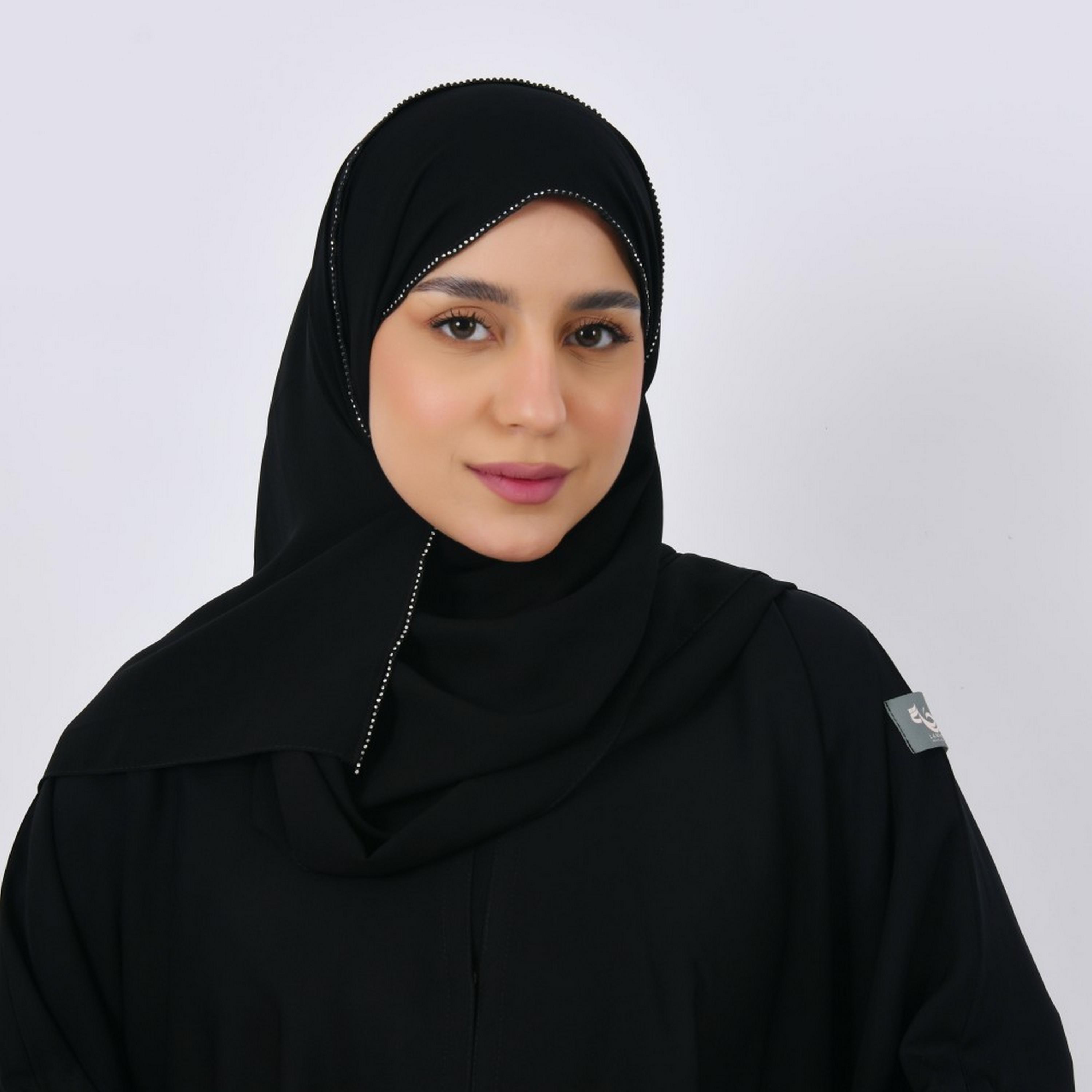 Lamha Black Beaded Crepe Women Hijab-women-arabicclothing-headscarf-hijab-image-3