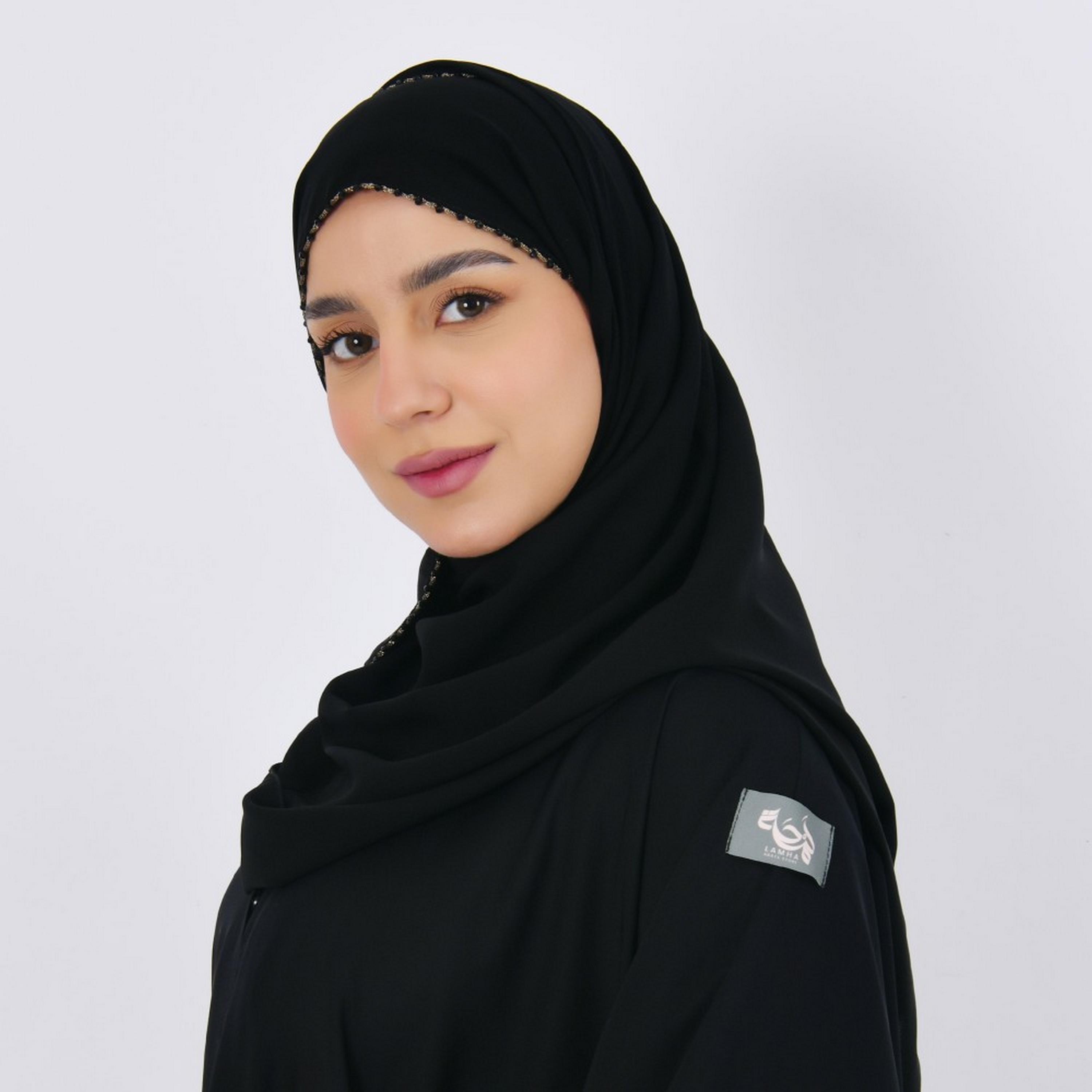 Lamha Black Beaded Crepe Women Hijab-women-arabicclothing-headscarf-hijab-image-4