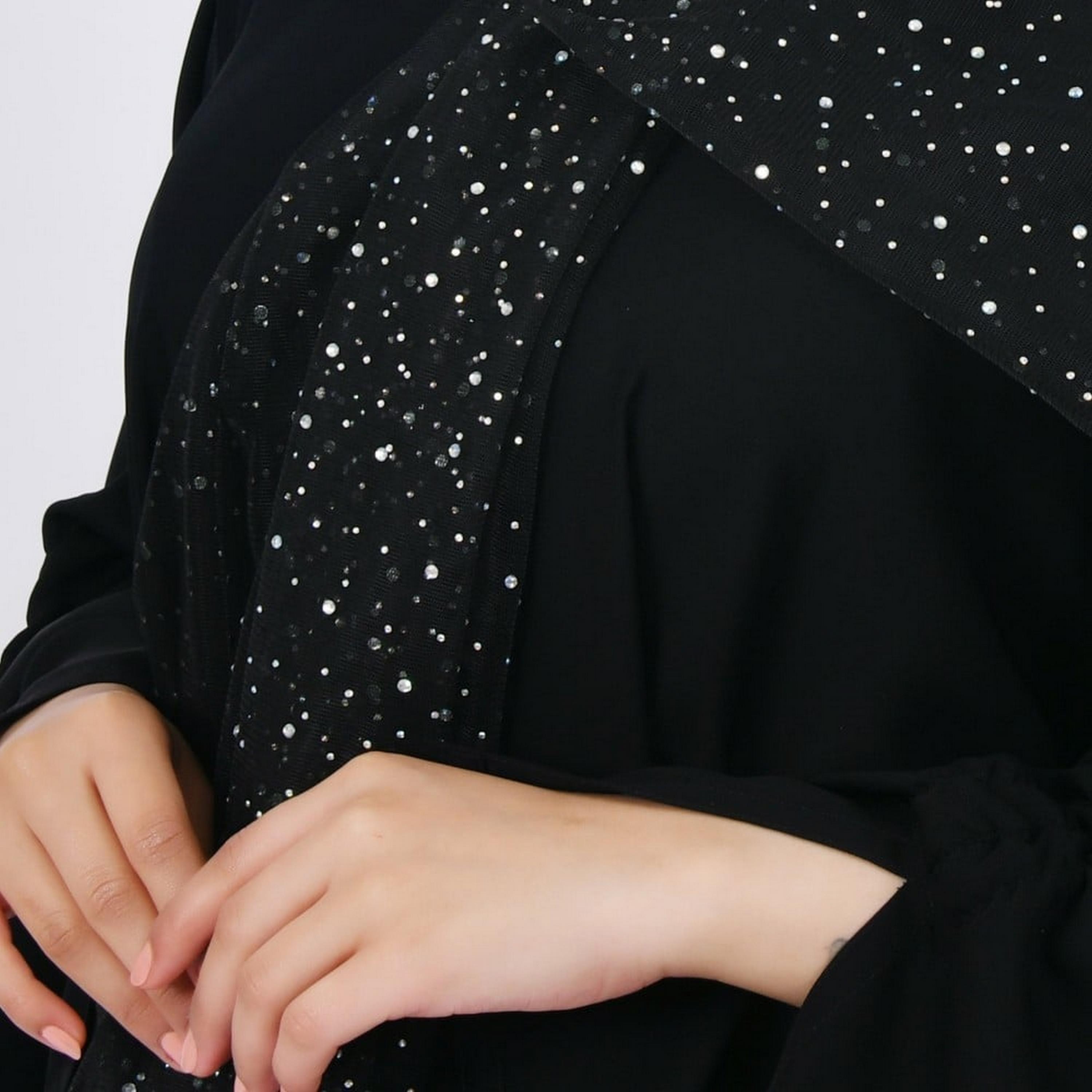 Lamha Black Beaded Crepe Women Hijab-women-arabicclothing-headscarf-hijab-image-3