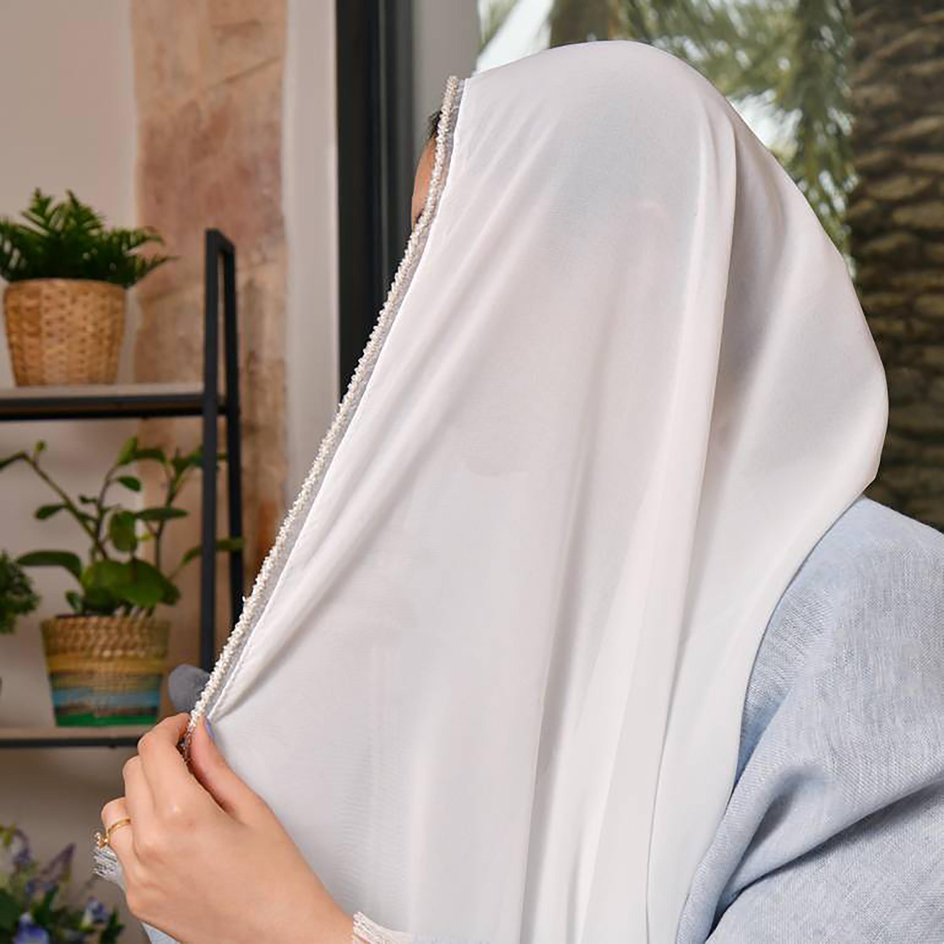 Hawraa White Beads Satin Hijab-women-arabicclothing-headscarf-hijab-image-2
