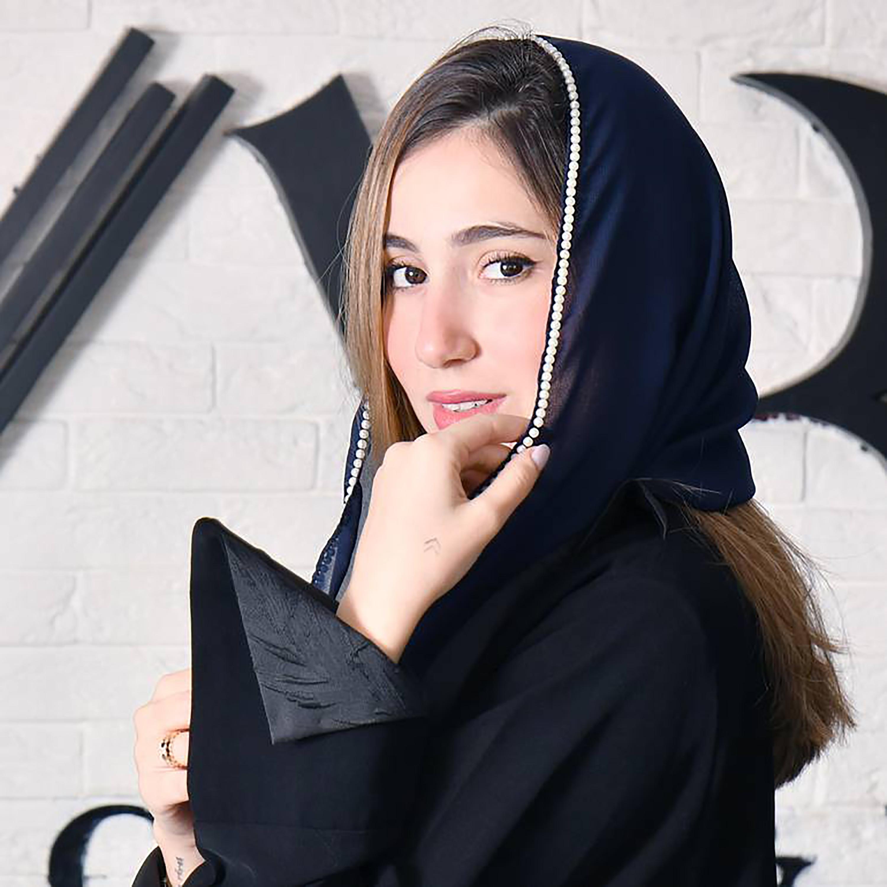 Hawraa Navy Blue Pearl Crepe Hijab-women-arabicclothing-headscarf-hijab-image-2