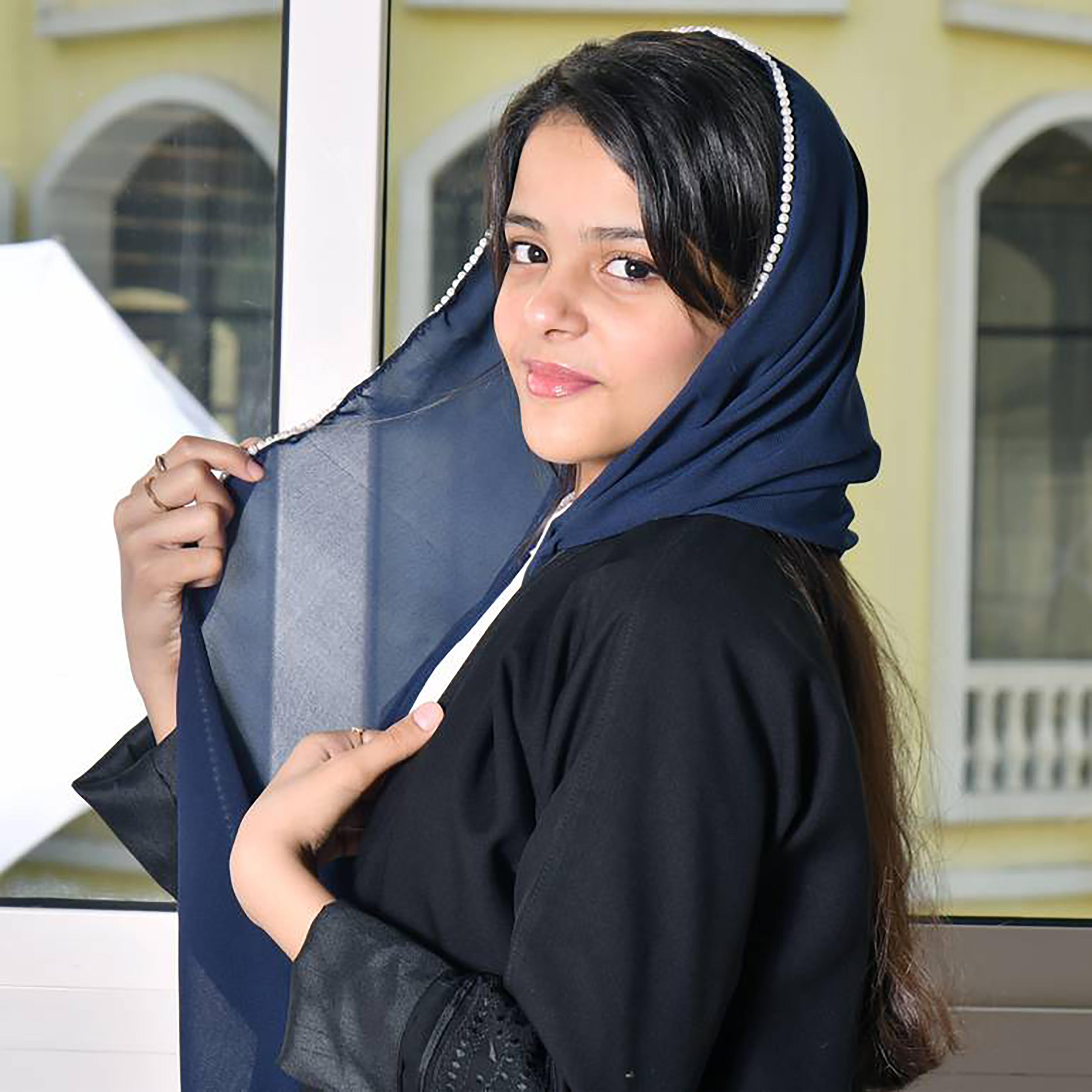 Hawraa Navy Blue Pearl Crepe Hijab-women-arabicclothing-headscarf-hijab-image-4