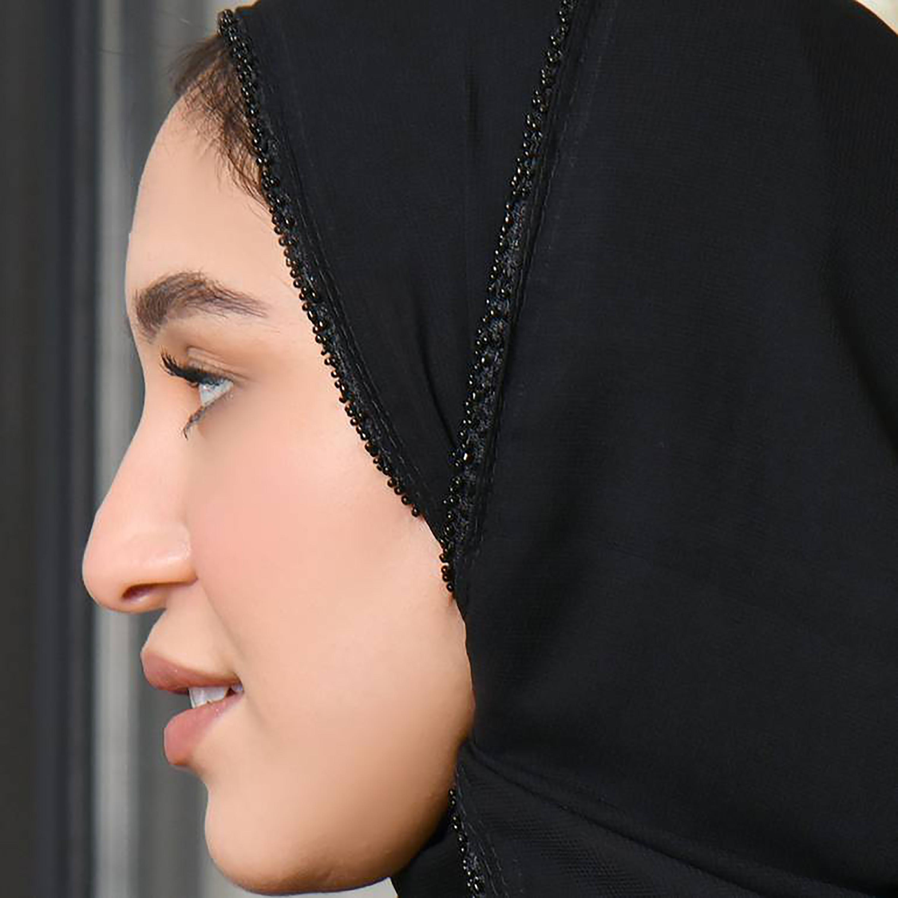 Hawraa Black Beads Satin Hijab-women-arabicclothing-headscarf-hijab-image-2