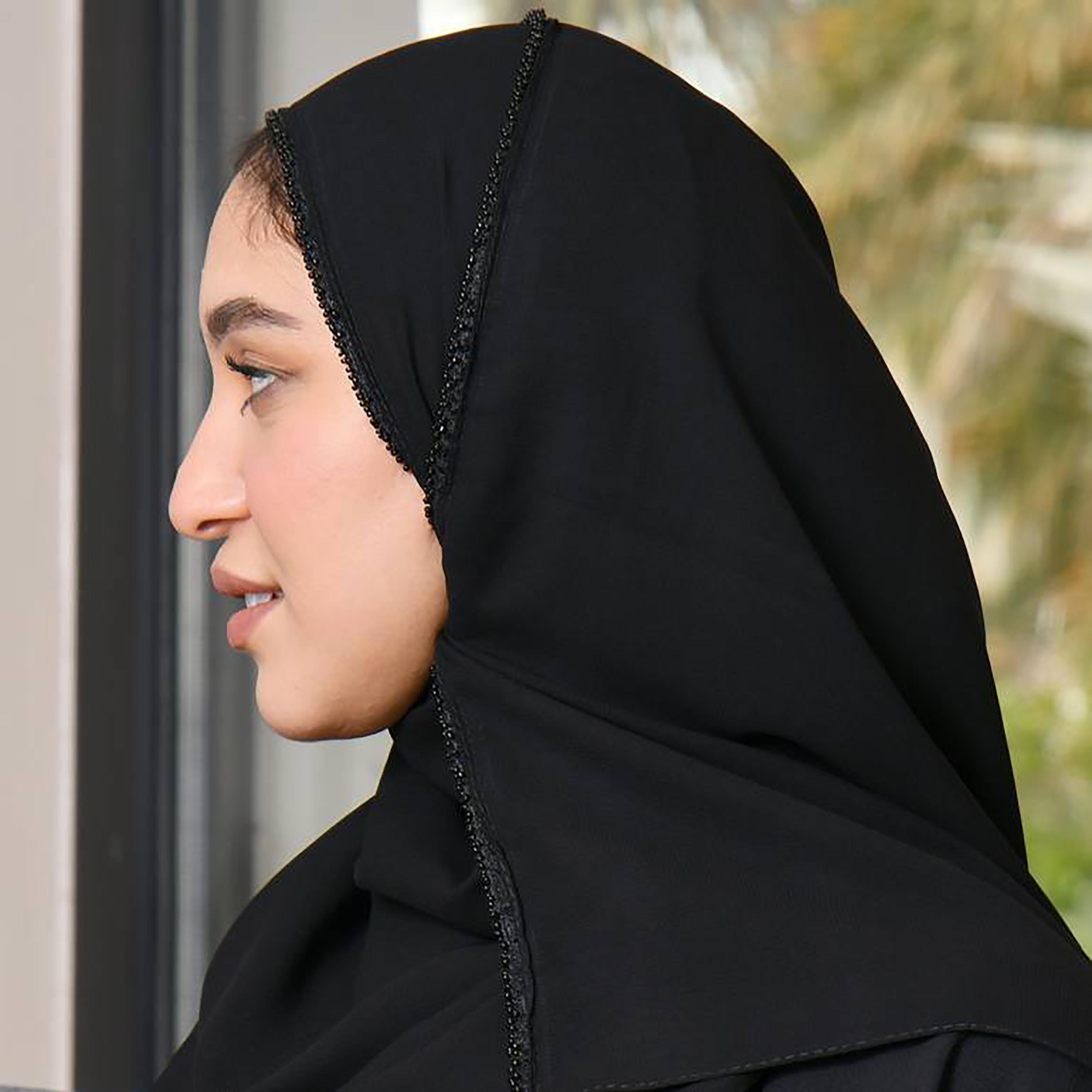 Hawraa Black Beads Satin Hijab-women-arabicclothing-headscarf-hijab-image-3