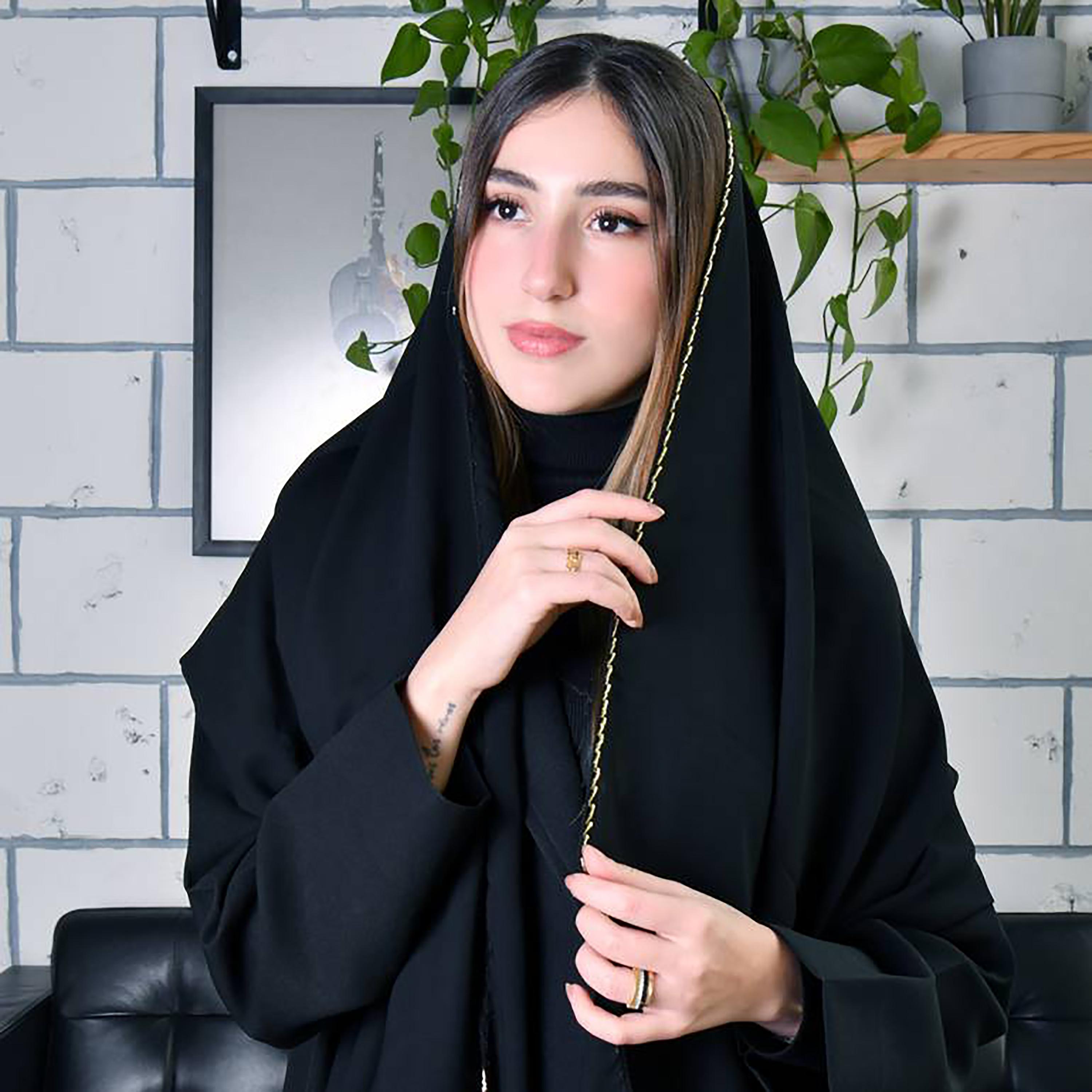 Hawraa Black Beads Satin Hijab-women-arabicclothing-headscarf-hijab-image-1