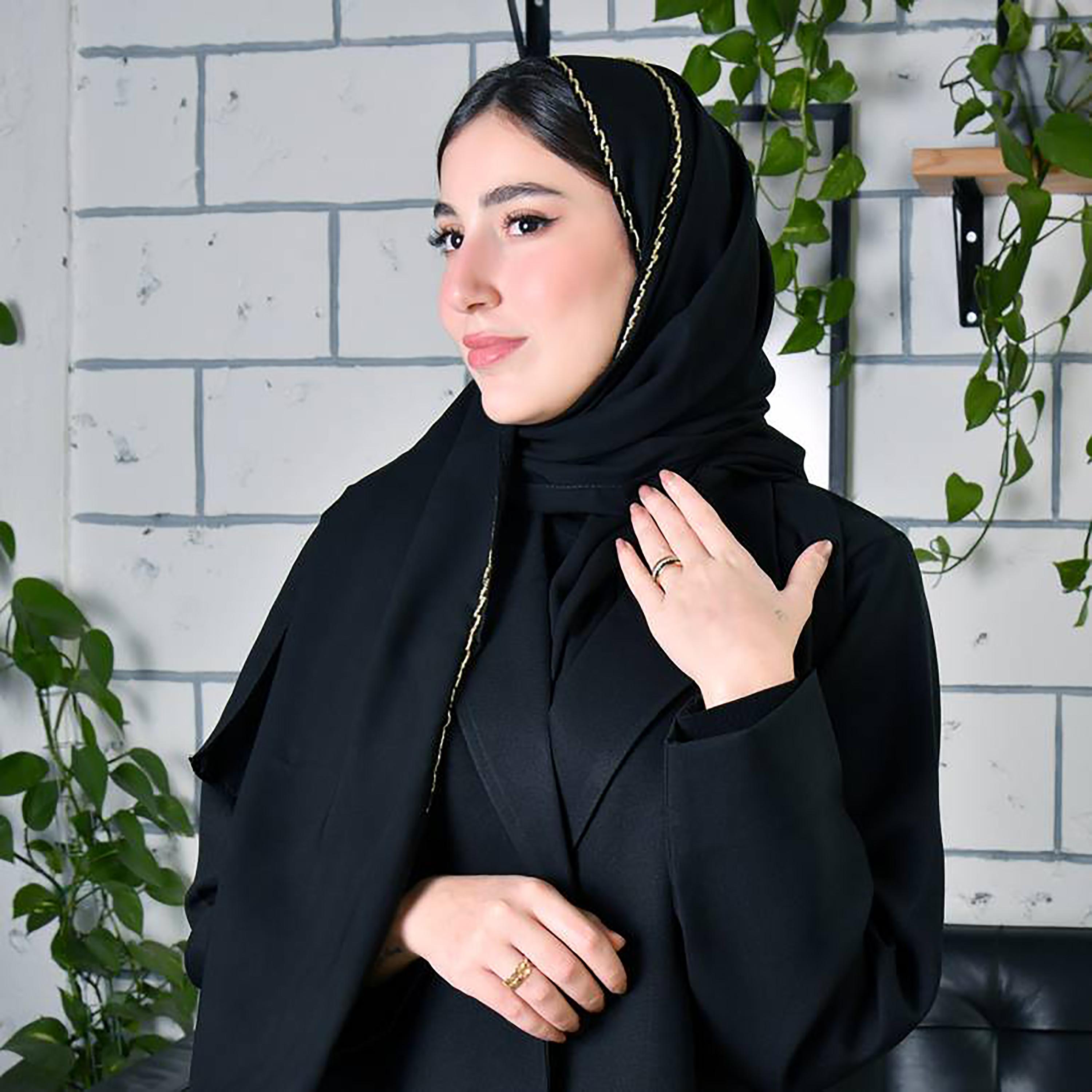 Hawraa Black Beads Satin Hijab-women-arabicclothing-headscarf-hijab-image-2