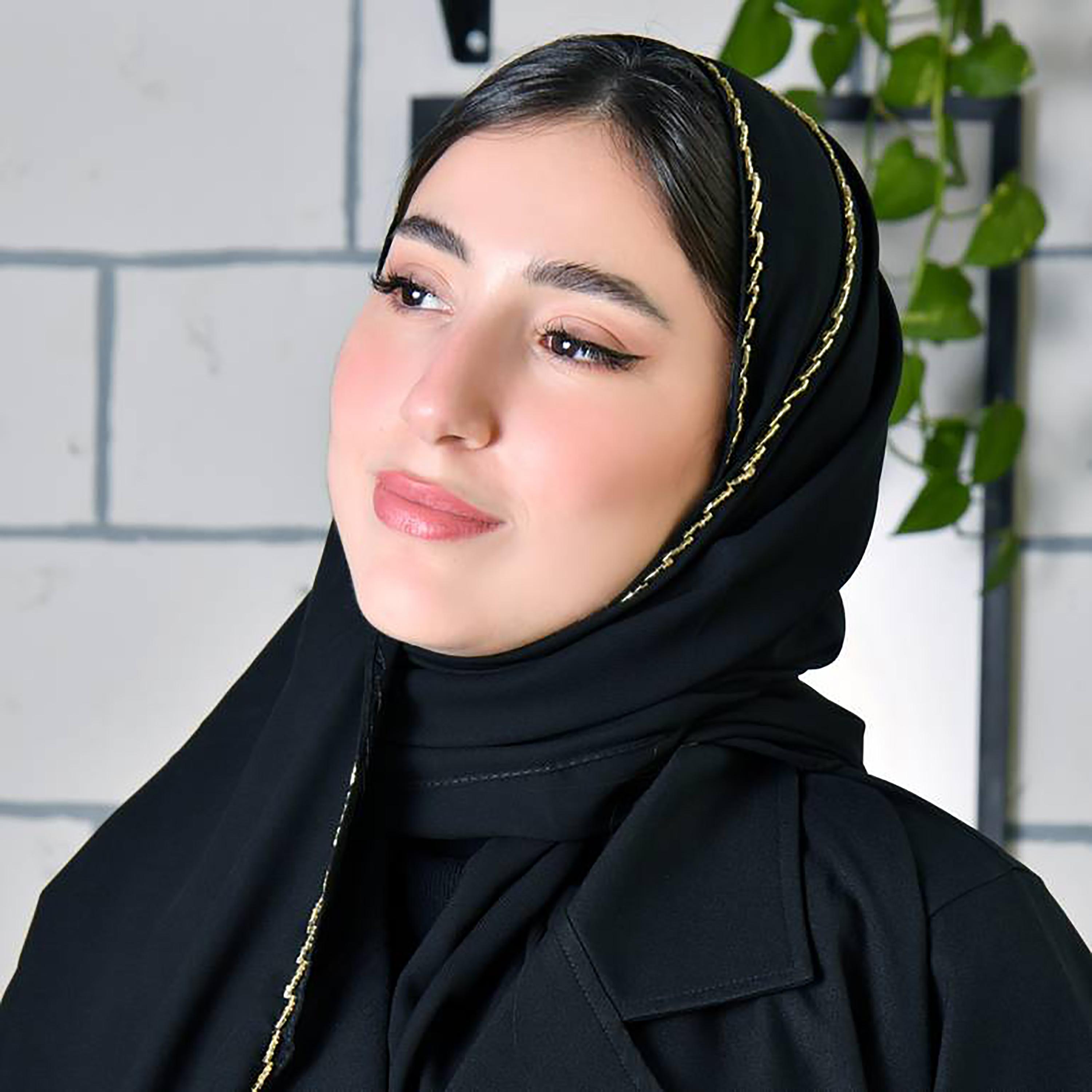 Hawraa Black Beads Satin Hijab-women-arabicclothing-headscarf-hijab-image-3