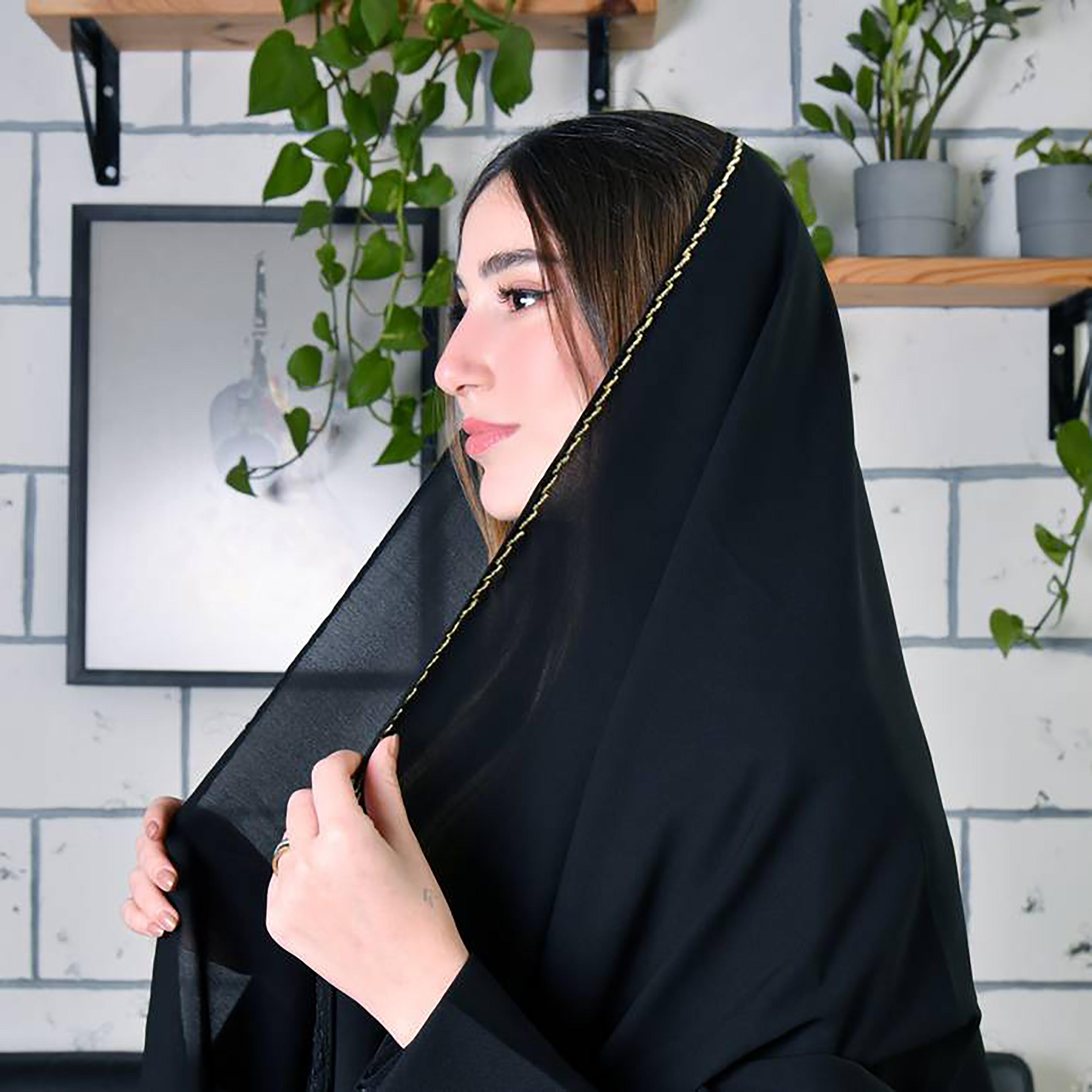 Hawraa Black Beads Satin Hijab-women-arabicclothing-headscarf-hijab-image-4