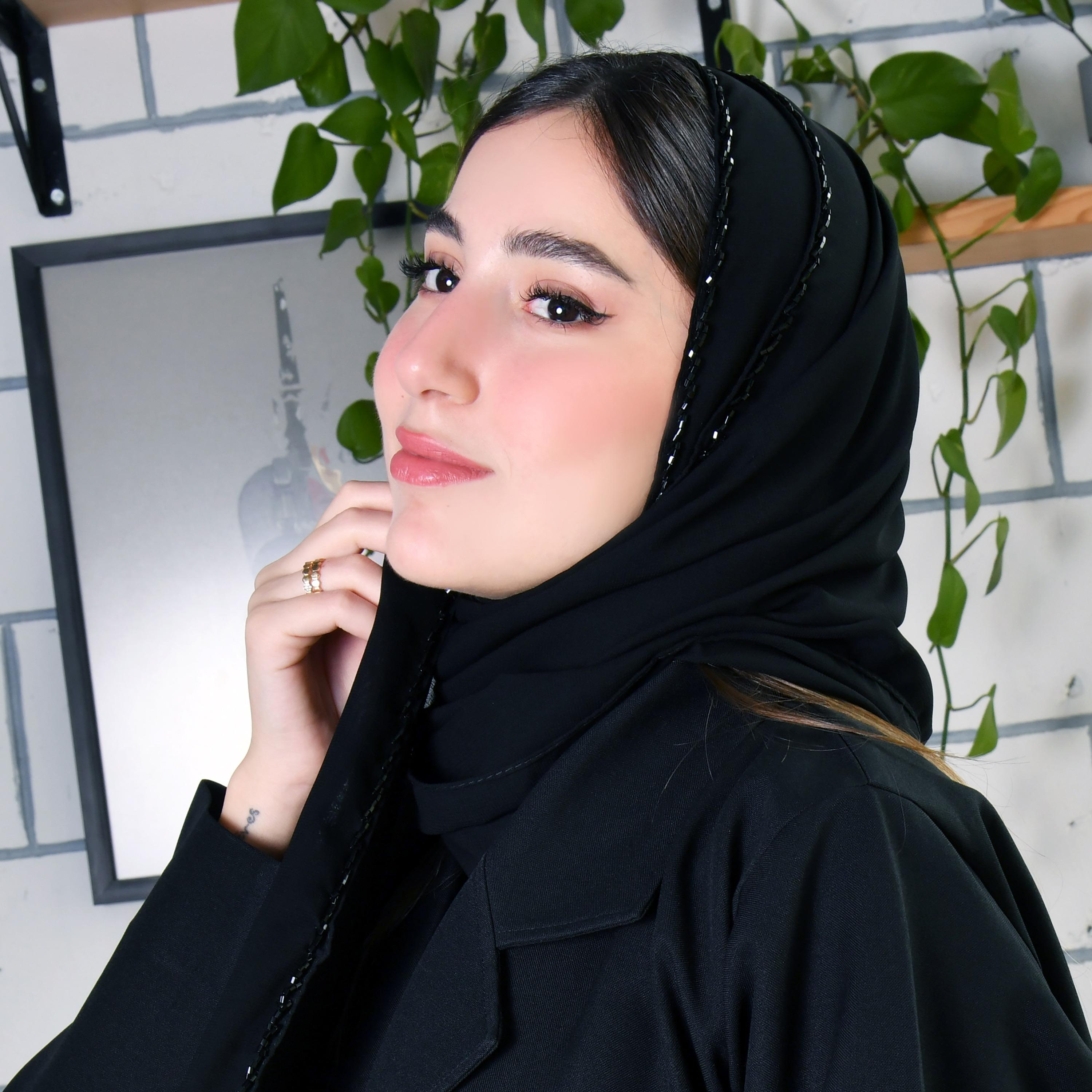 Hawraa Black Beads Satin Hijab-women-arabicclothing-headscarf-hijab-image-3