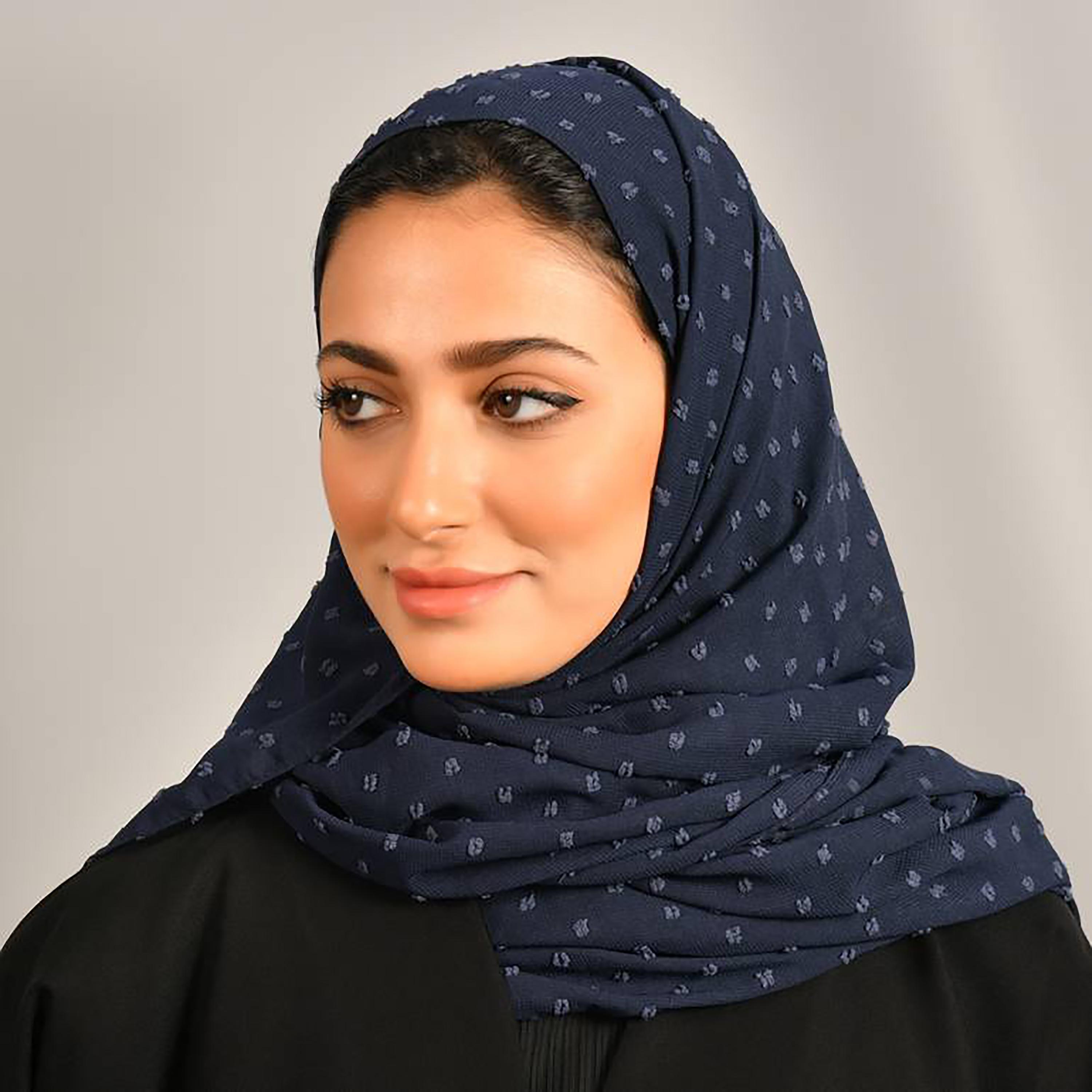 Hawraa Navy Blue Self Design Crepe Hijab-women-arabicclothing-headscarf-hijab-image-3