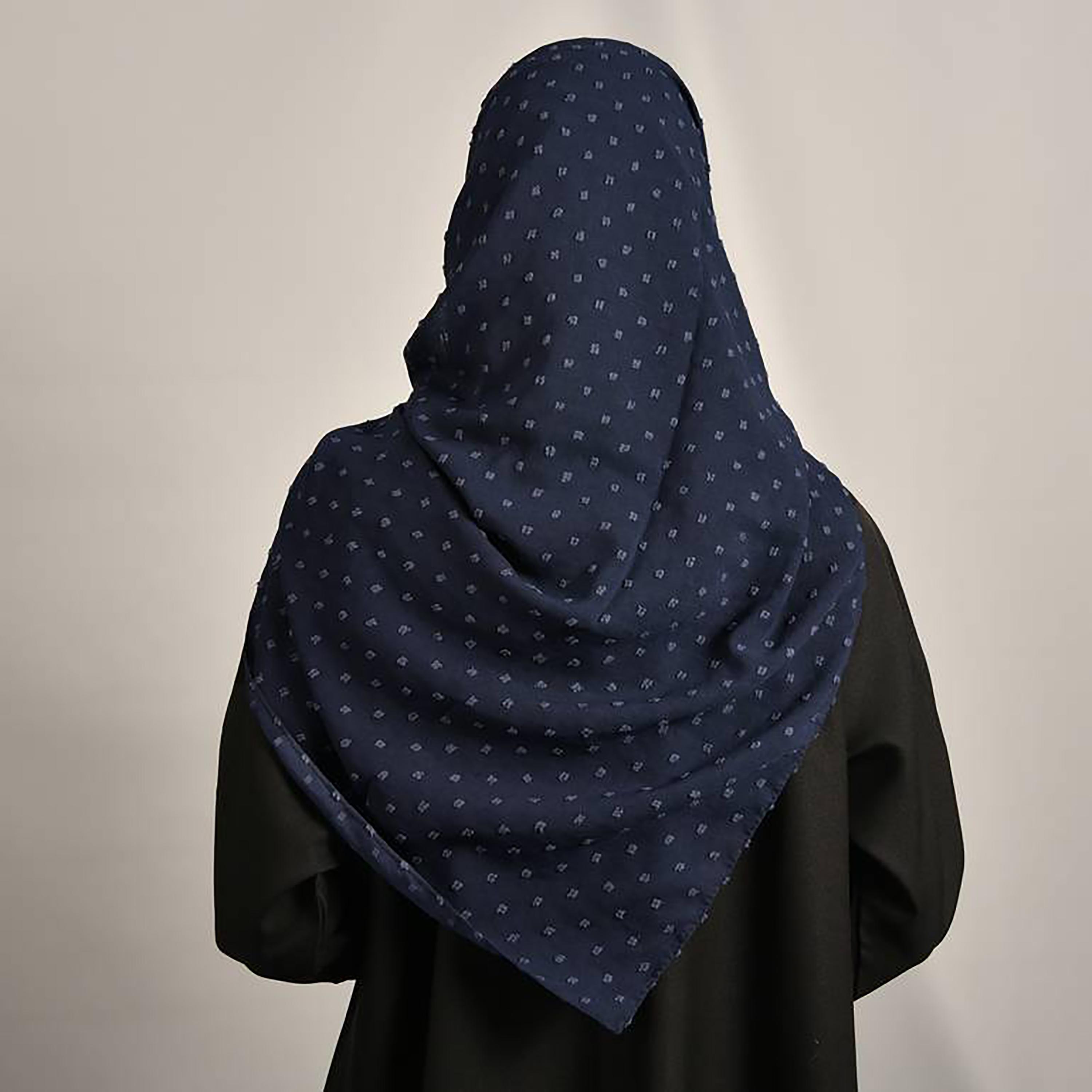 Hawraa Navy Blue Self Design Crepe Hijab-women-arabicclothing-headscarf-hijab-image-4