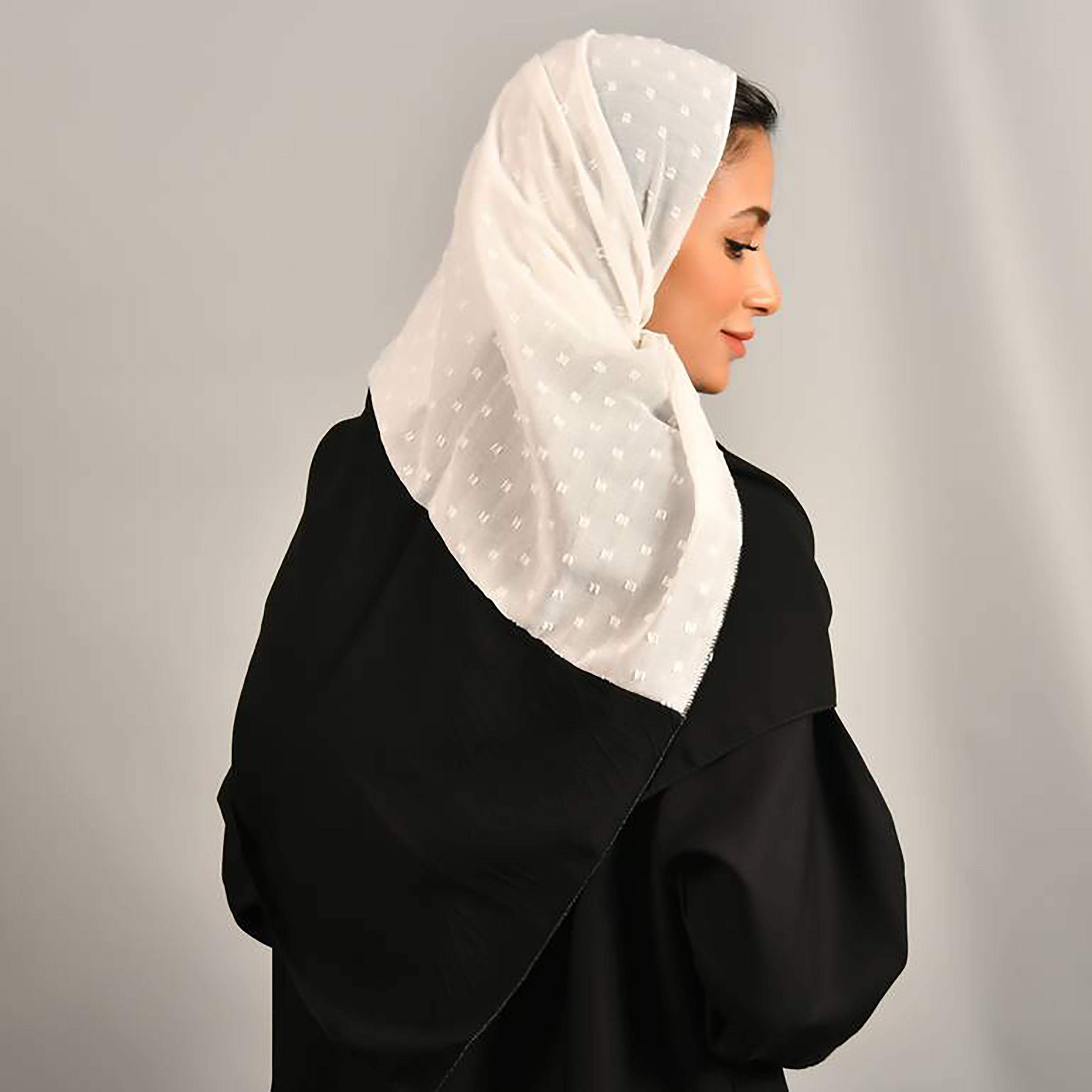 Hawraa White Self Design Crepe Hijab-women-arabicclothing-headscarf-hijab-image-4