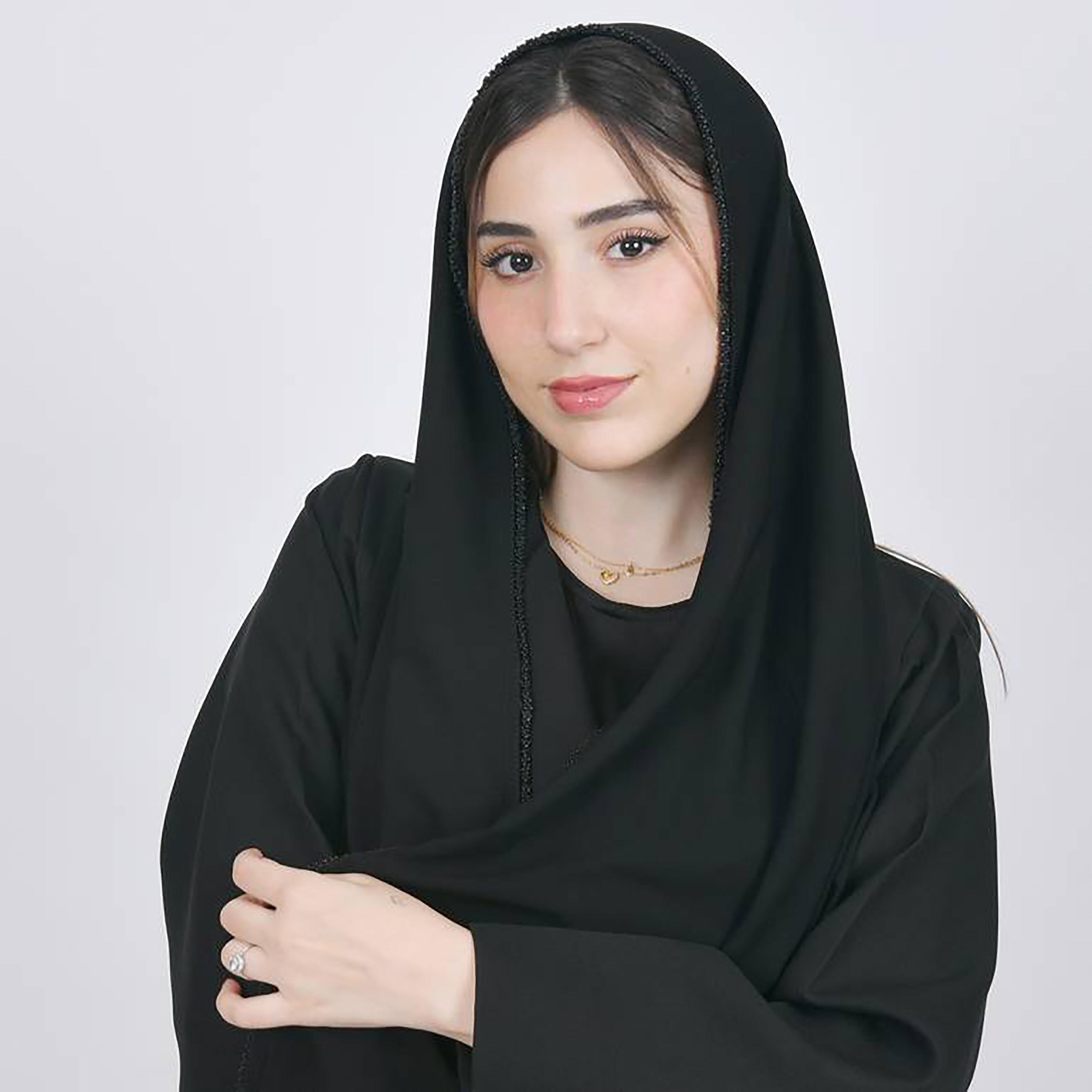 Hawraa Black Beaded Satin Hijab-women-arabicclothing-headscarf-hijab-image-1
