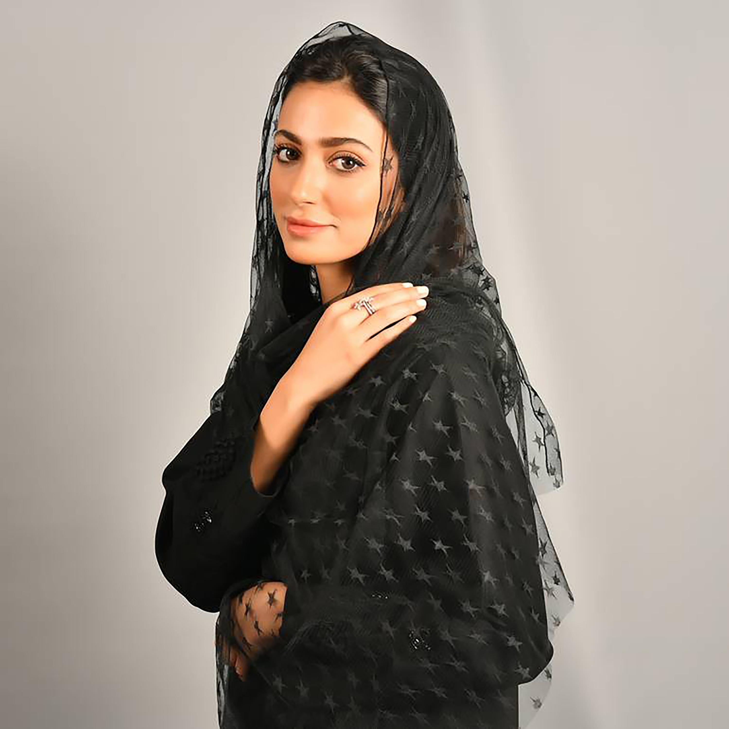 Hawraa Black Star Embroidery Crepe Hijab-women-arabicclothing-headscarf-hijab-image-4