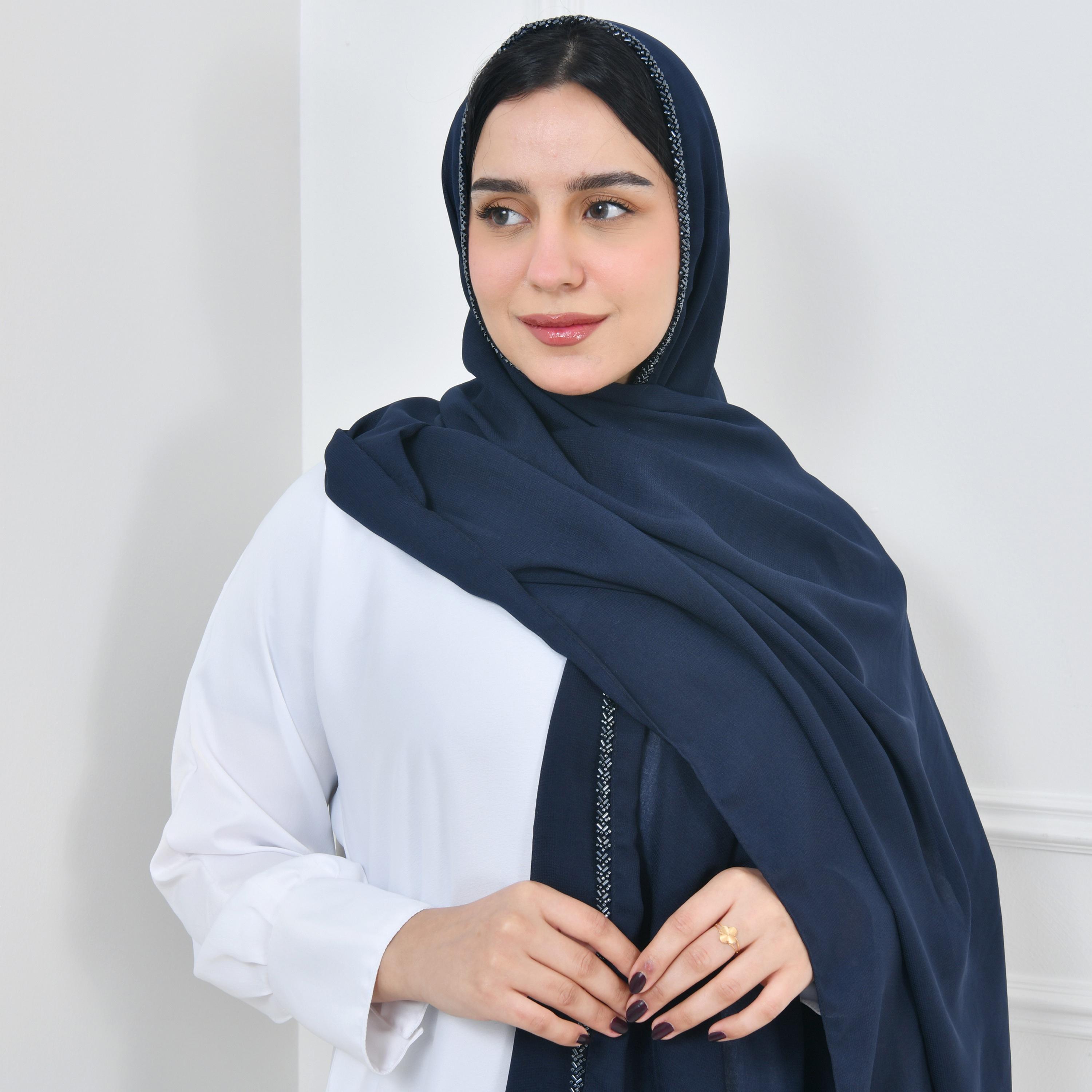 Hawraa Blue Embellished Women Hijab-women-arabicclothing-headscarf-hijab-image-1