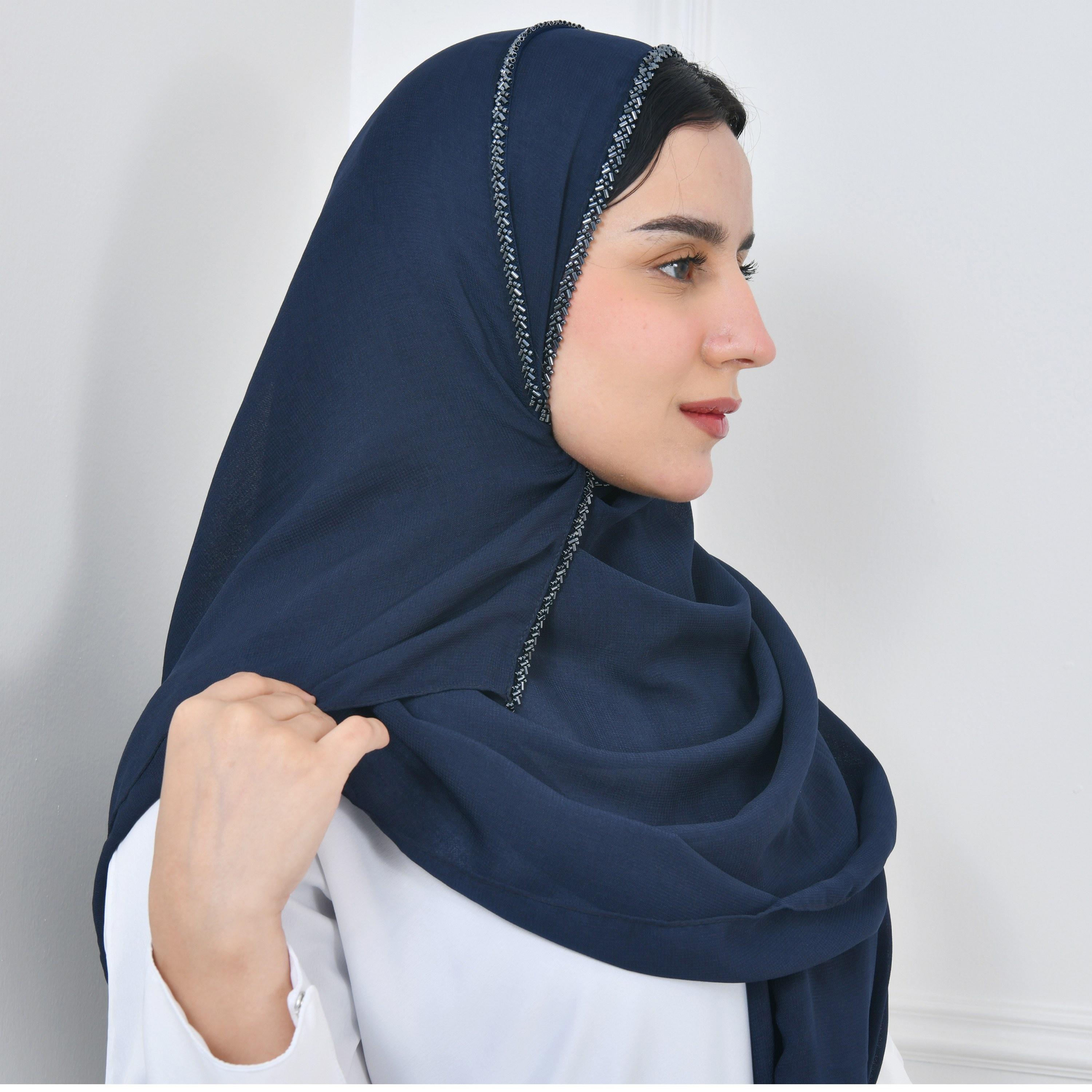 Hawraa Blue Embellished Women Hijab-women-arabicclothing-headscarf-hijab-image-2