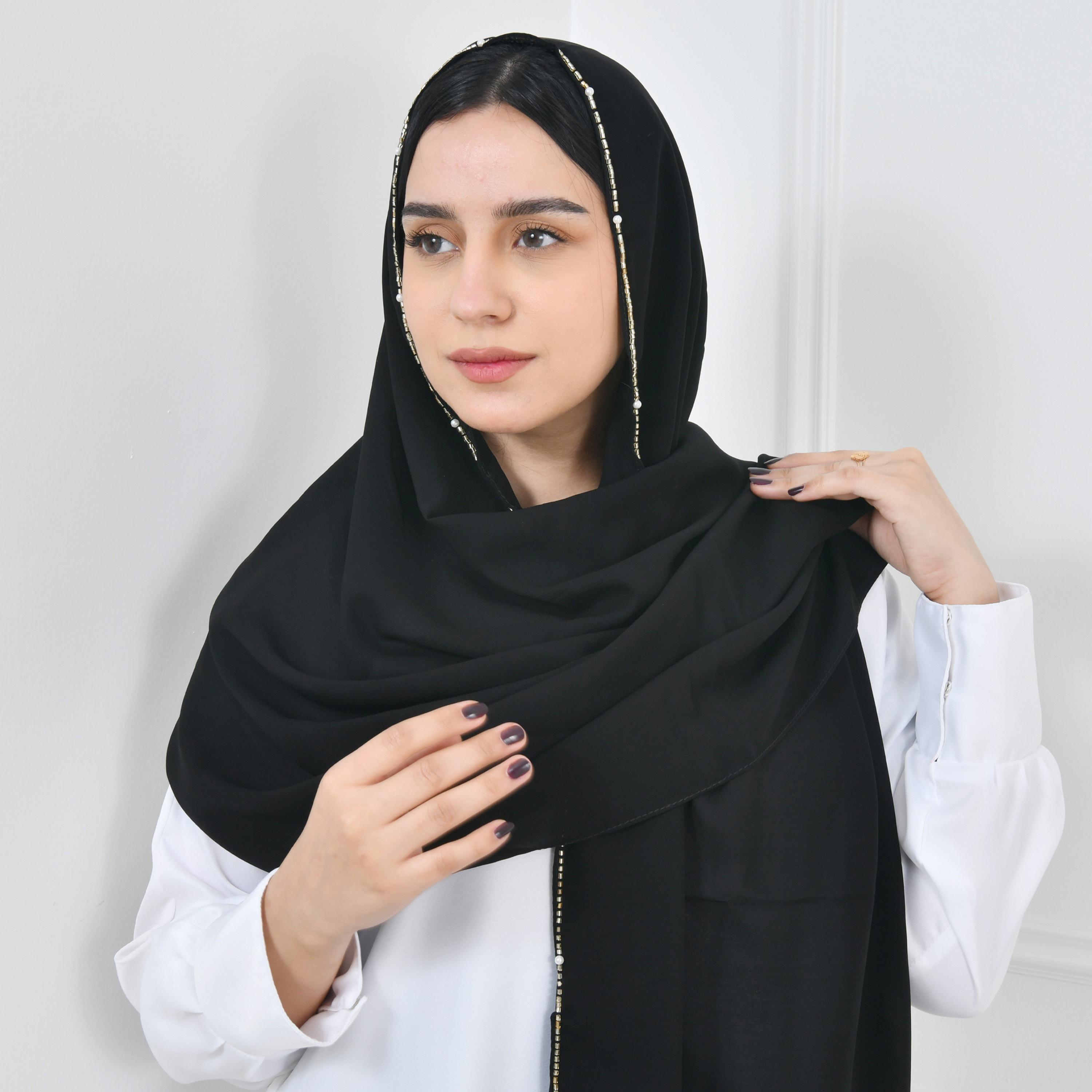 Hawraa Black Silk Women Hijab-women-arabicclothing-headscarf-hijab-image-1