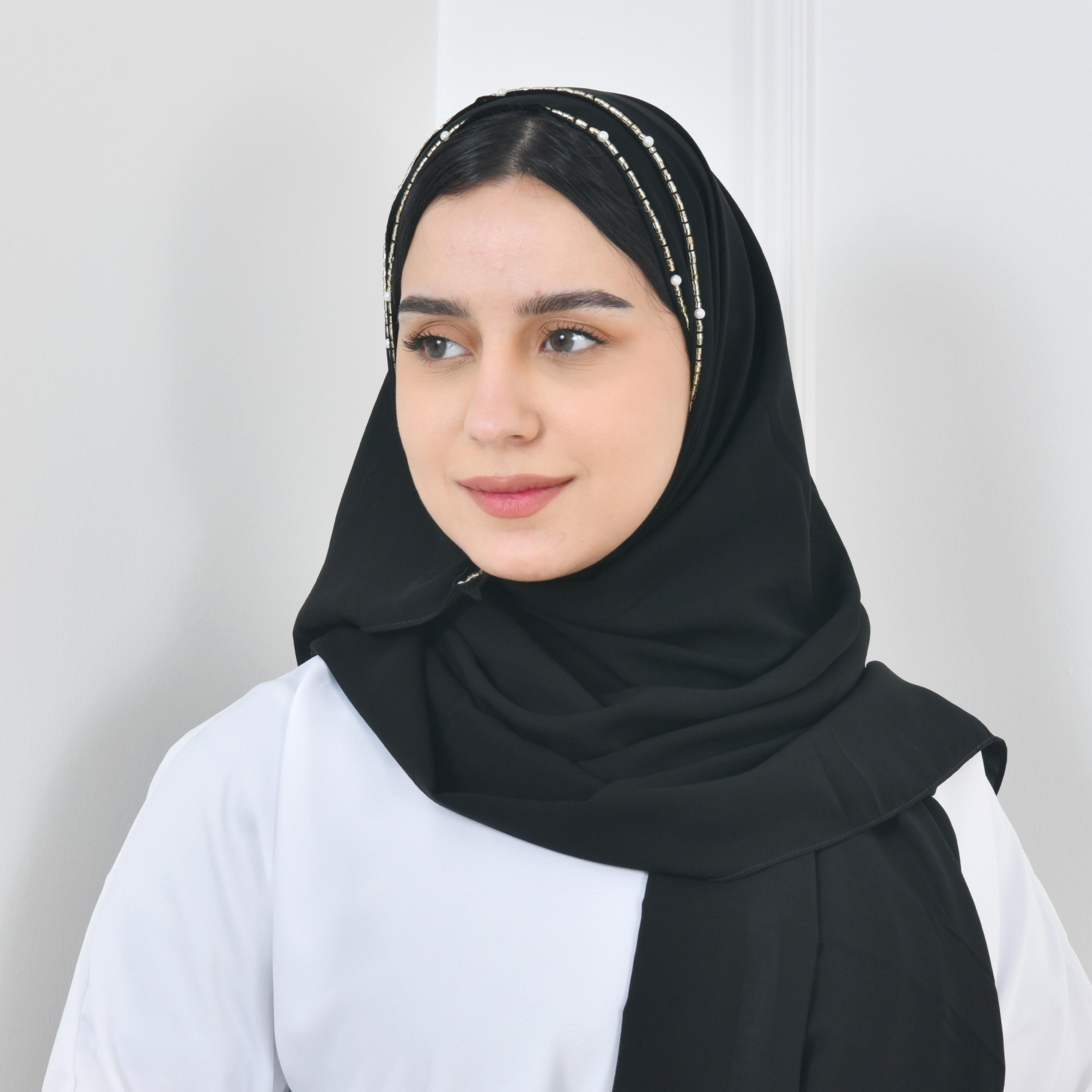 Hawraa Black Silk Women Hijab-women-arabicclothing-headscarf-hijab-image-2