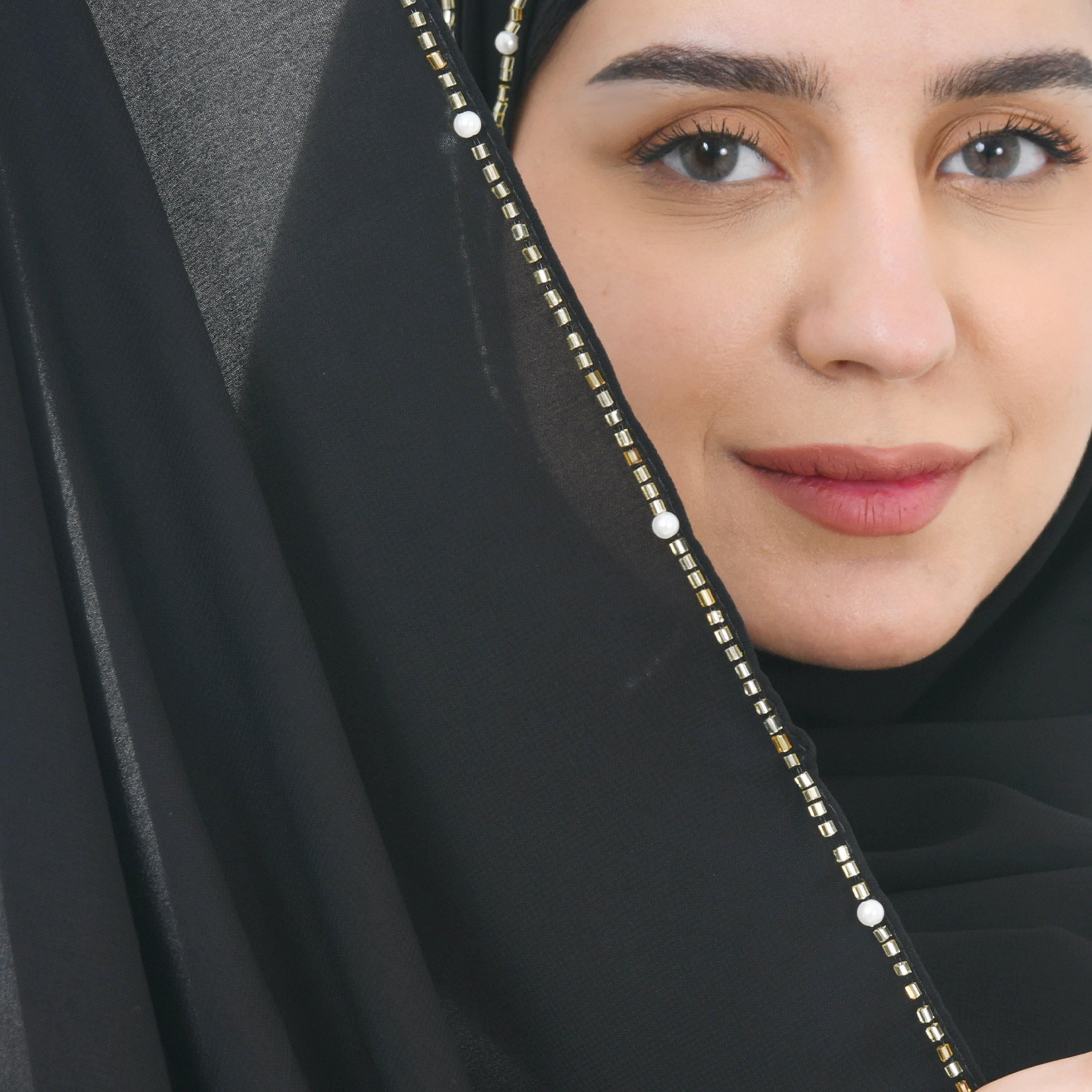 Hawraa Black Silk Women Hijab-women-arabicclothing-headscarf-hijab-image-3