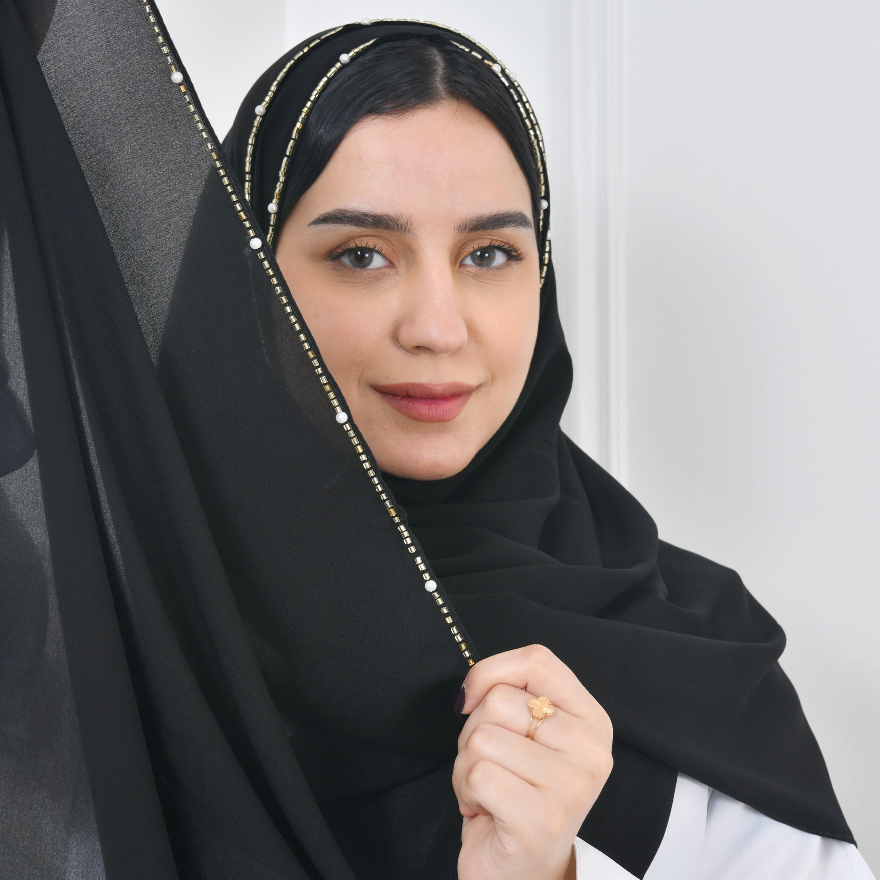 Hawraa Black Silk Women Hijab-women-arabicclothing-headscarf-hijab-image-5