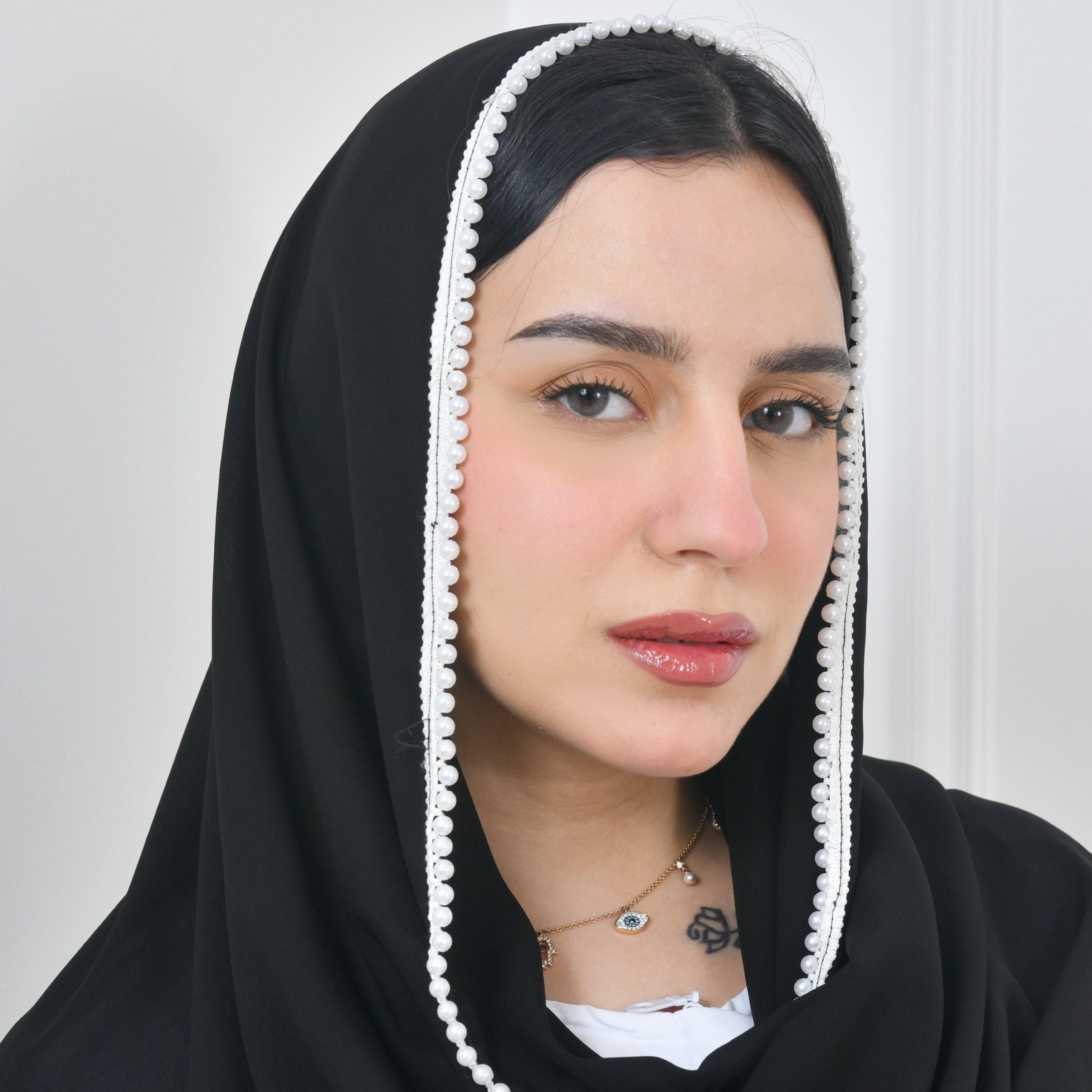 Hawraa Pearl Black Silk Women Hijab-women-arabicclothing-headscarf-hijab-image-2