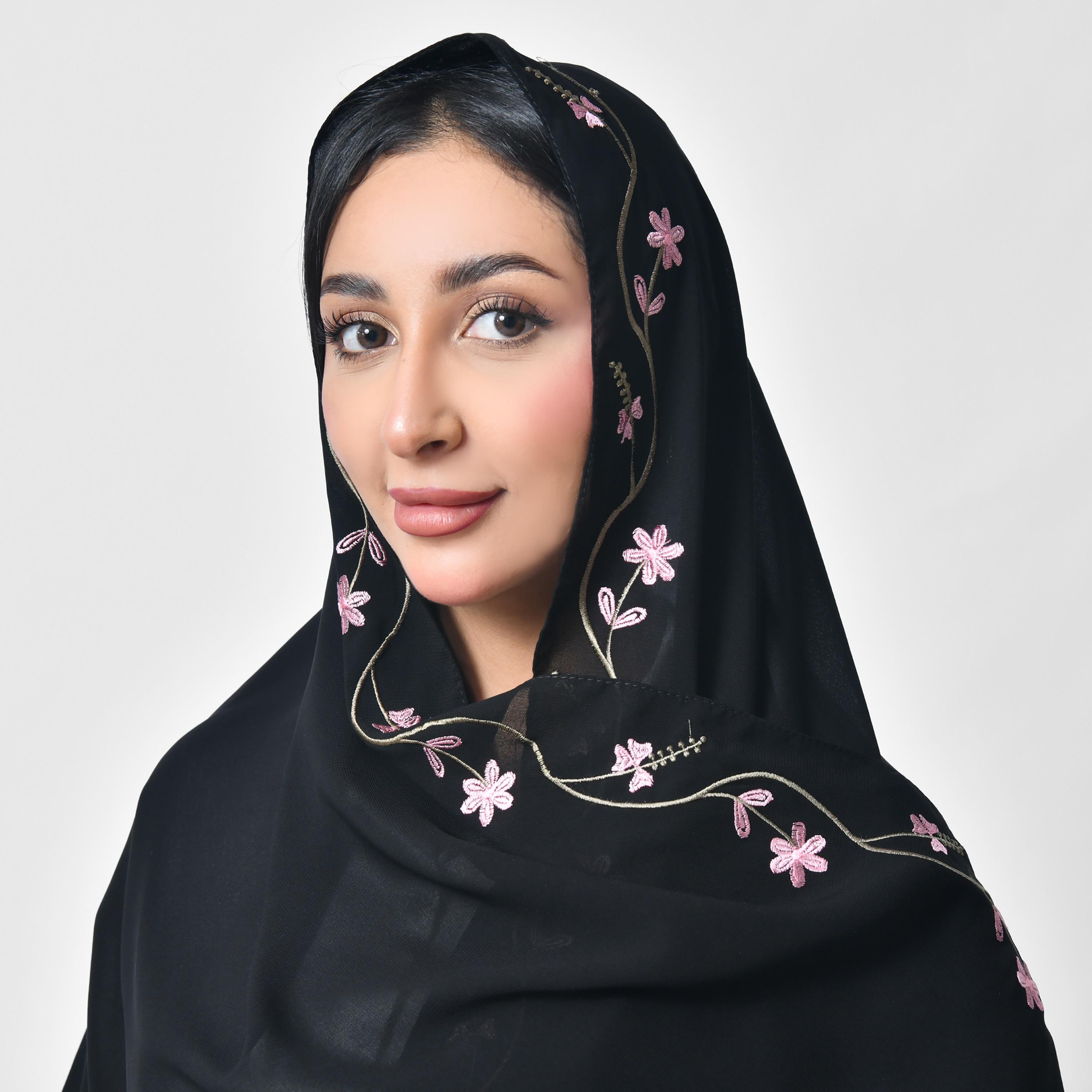 Hawraa Black Embroidered Silk Women's Veil-women-arabicclothing-headscarf-hijab-image-2