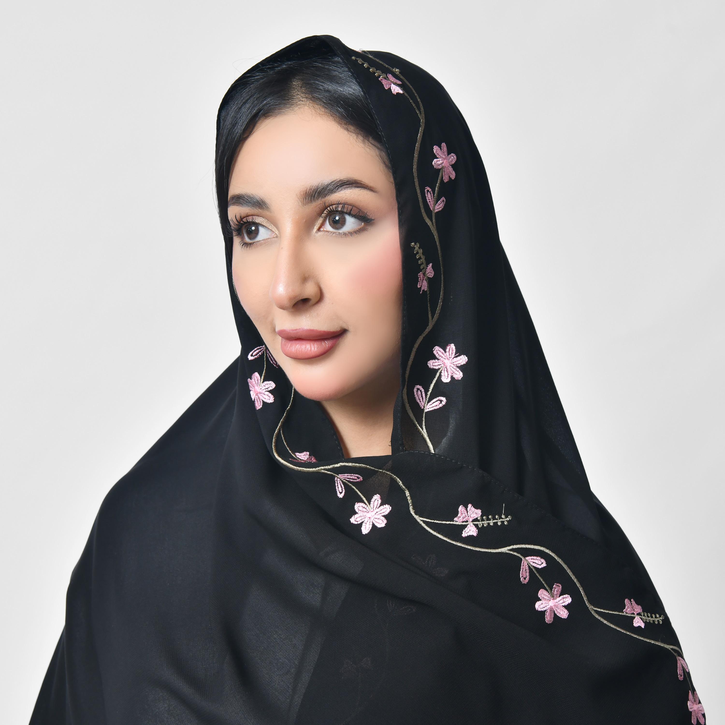 Hawraa Black Embroidered Silk Women's Veil-women-arabicclothing-headscarf-hijab-image-5