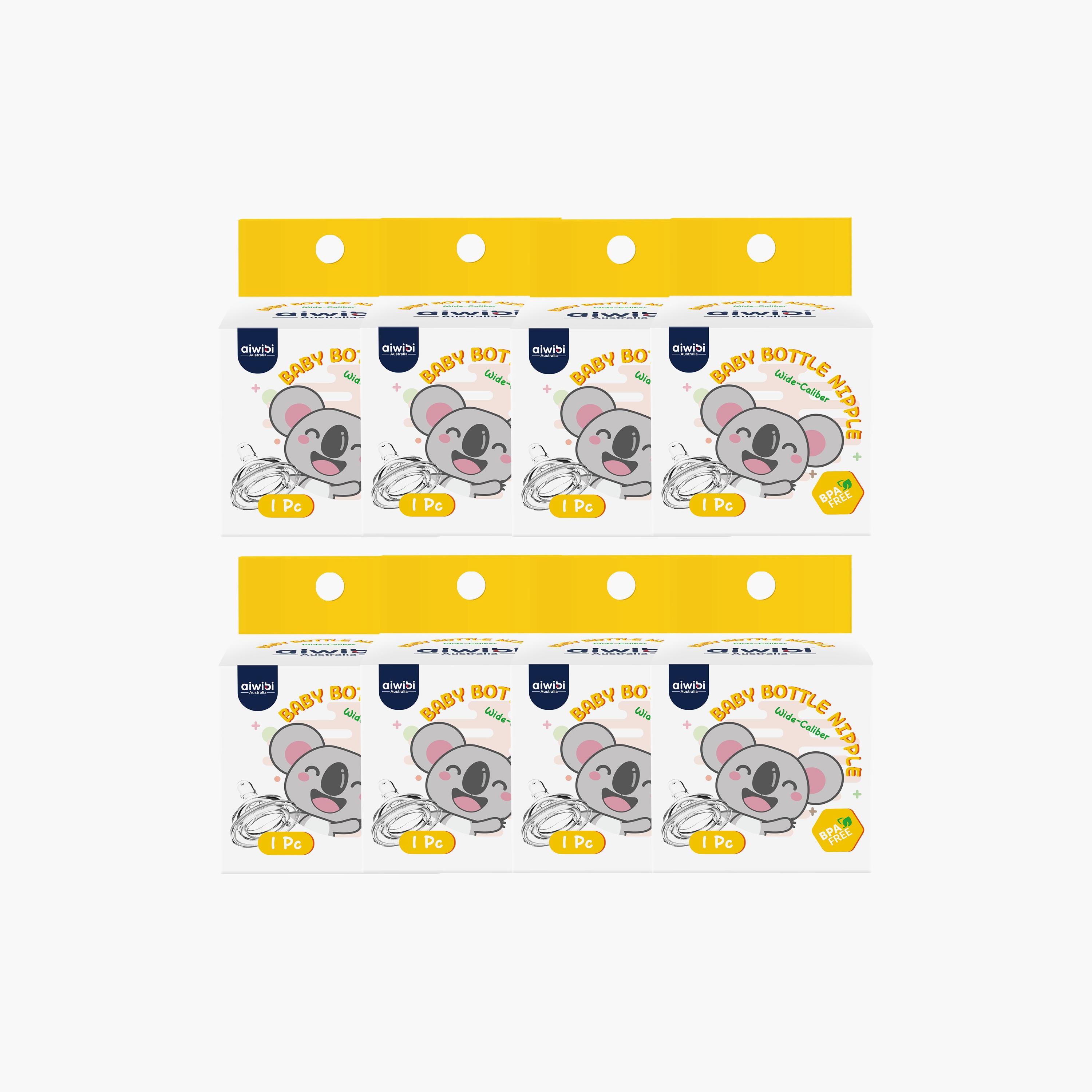 Aiwibi Pack of 8 Silicone, Wide Neck & BPA Free Feeding Bottle Nipple-baby-feeding-feedingbottles-bottlesandteats-image-4