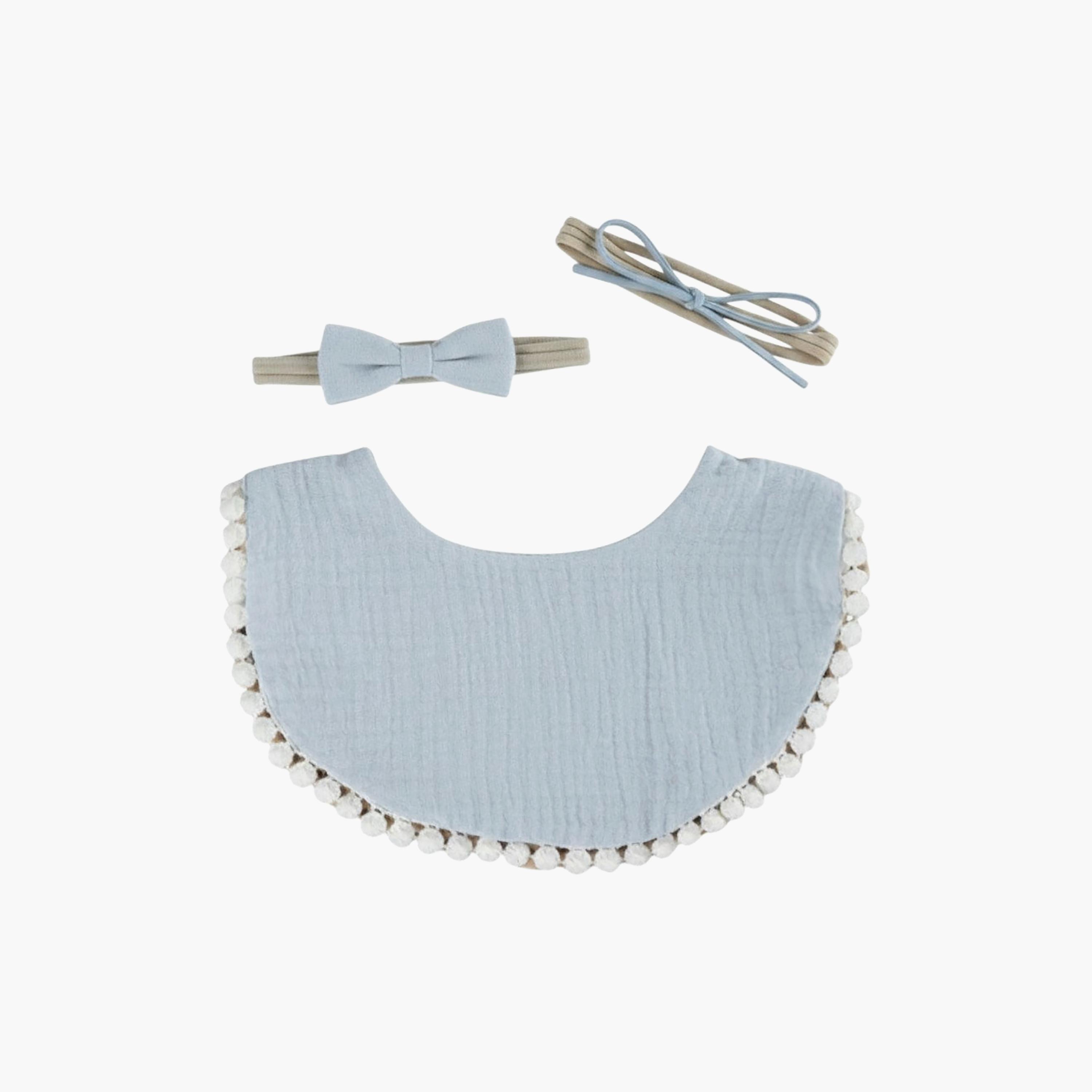 Bambimici Sophia Bib & Ribbon Headband Set-baby-feeding-bibs-image-1