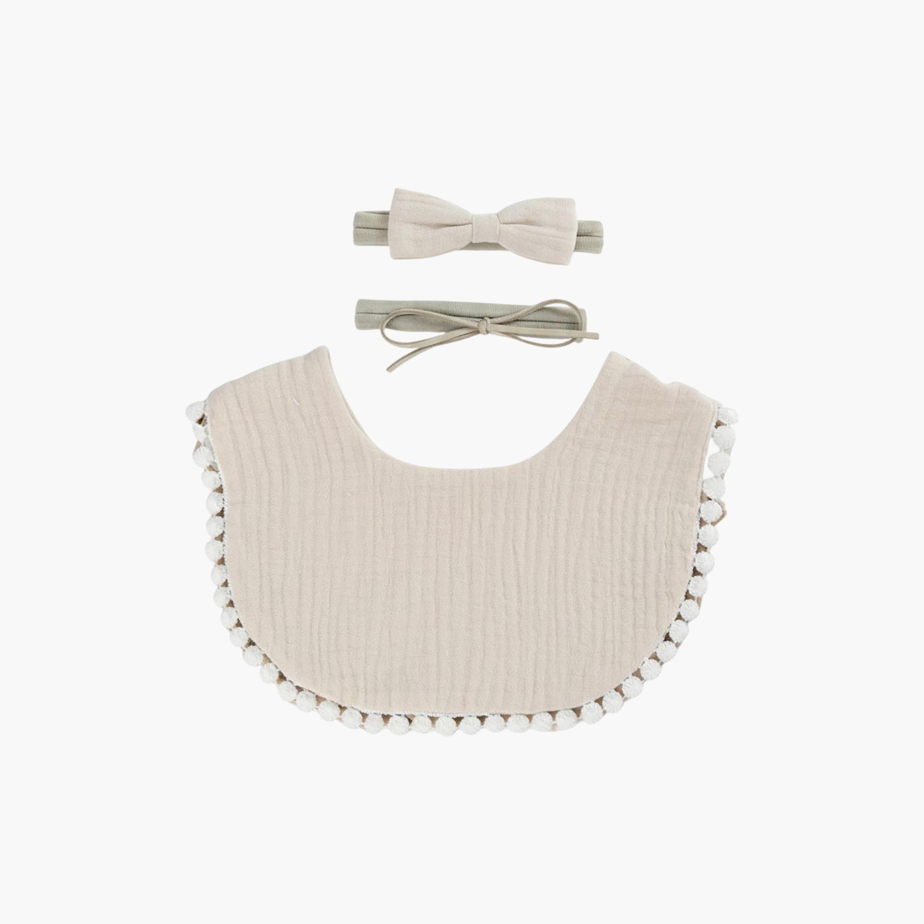 Bambimici Sophia Bib & Ribbon Headband Set-baby-feeding-bibs-image-1