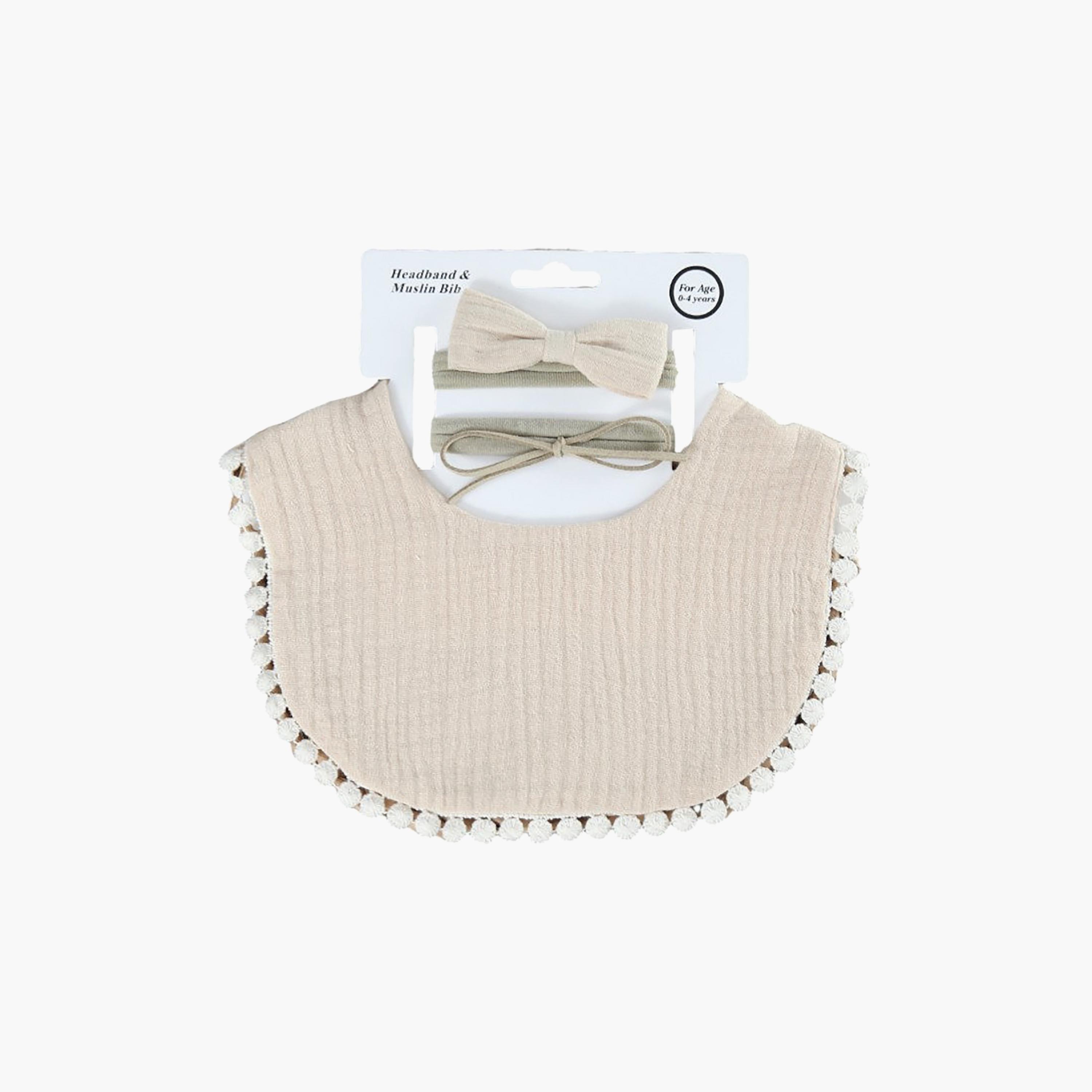 Bambimici Sophia Bib & Ribbon Headband Set-baby-feeding-bibs-image-3