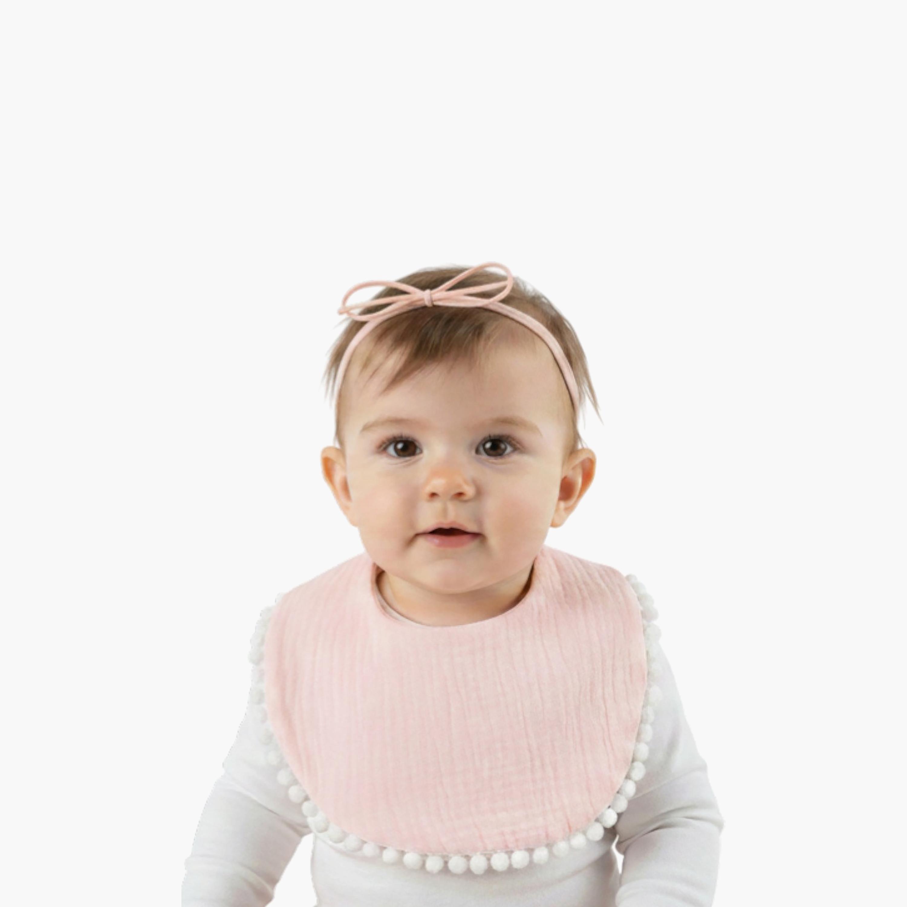 طقم مريلة وعصابة رأس "صوفيا" بفيونكة "ريبون" من بامبيميتشي-baby-feeding-bibs-image-3