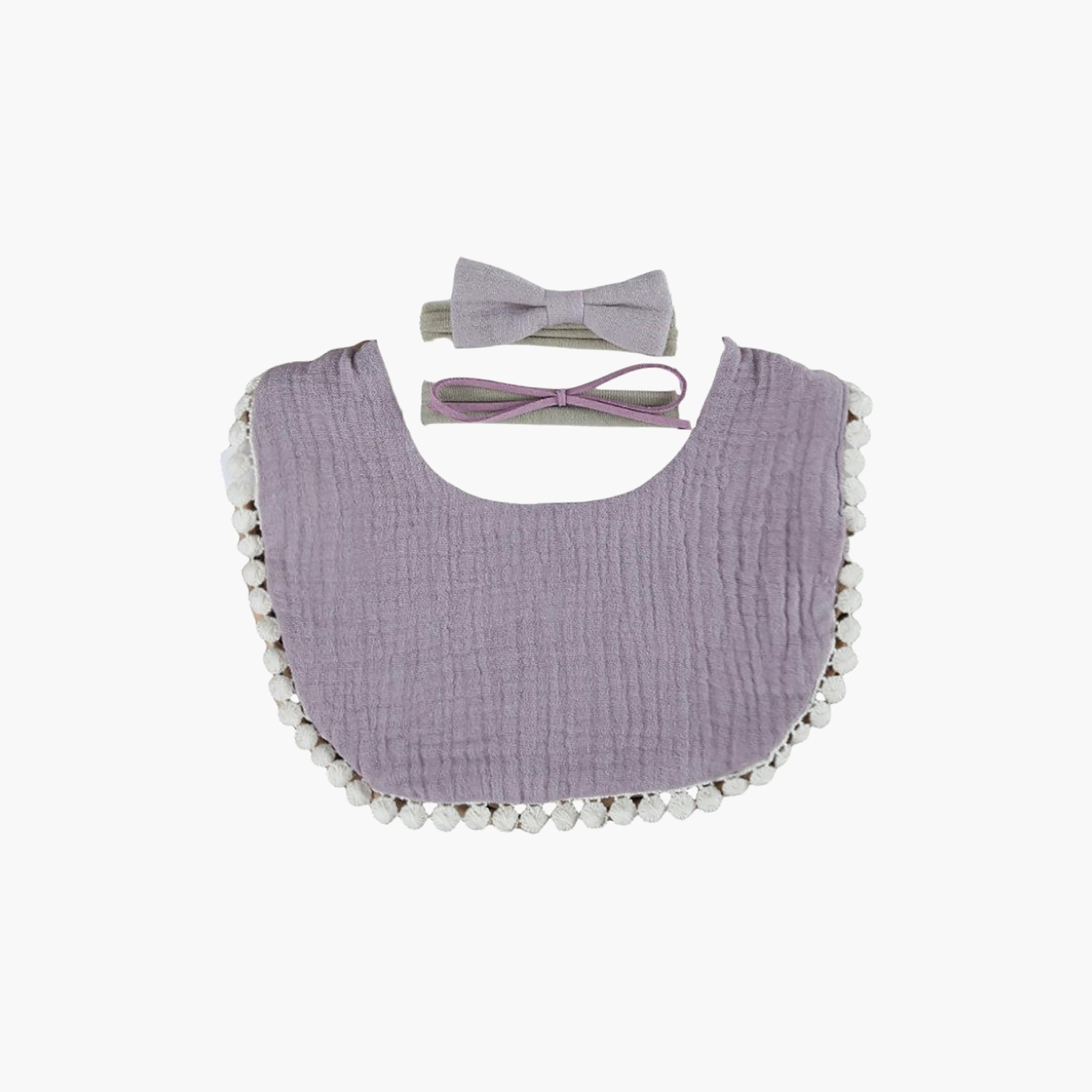 Bambimici Sophia Bib & Ribbon Headband Set-baby-feeding-bibs-image-4