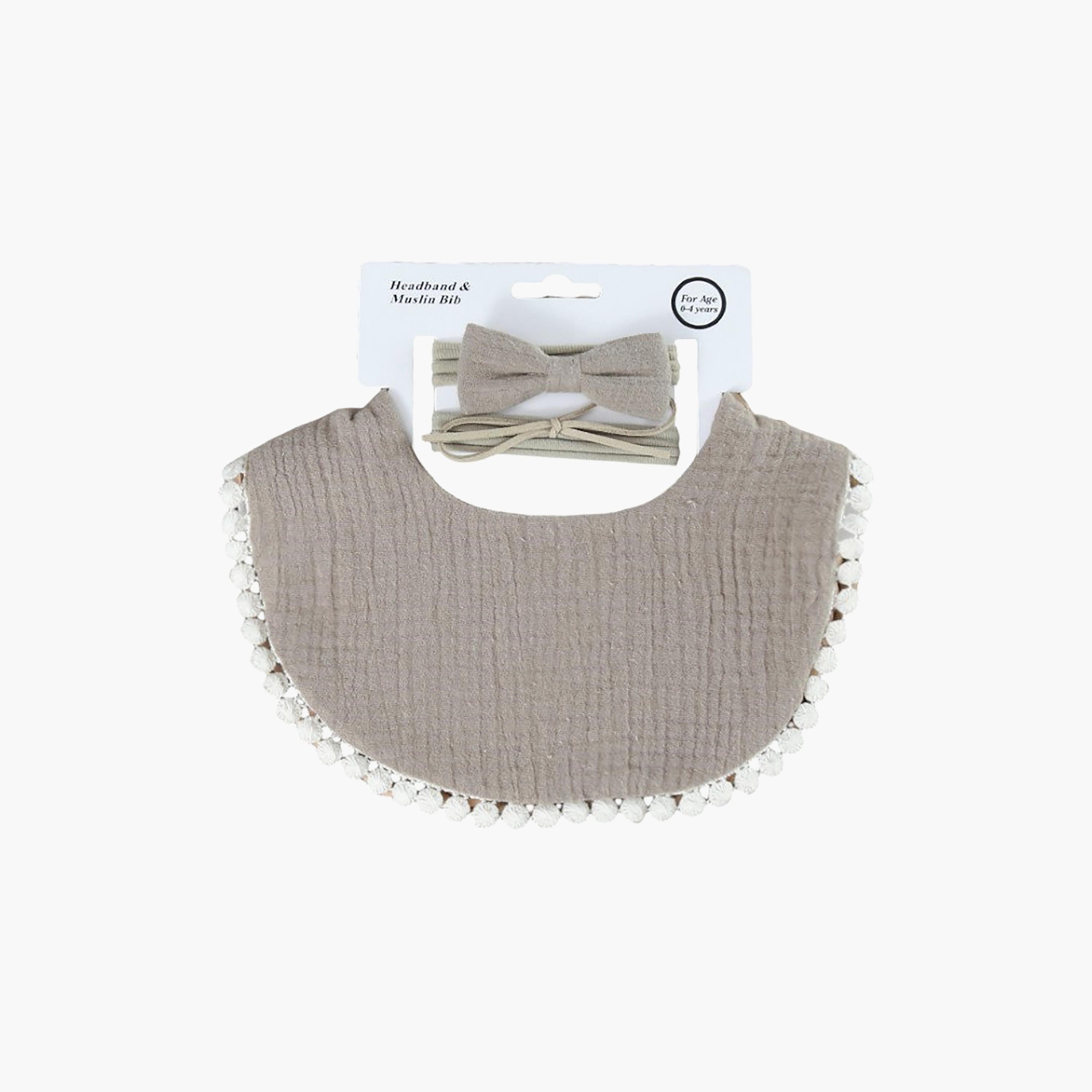 طقم عصابة رأس "صوفيا" بفيونكة "ريبون" ومريلة من بامبيميتشي-baby-feeding-bibs-image-5