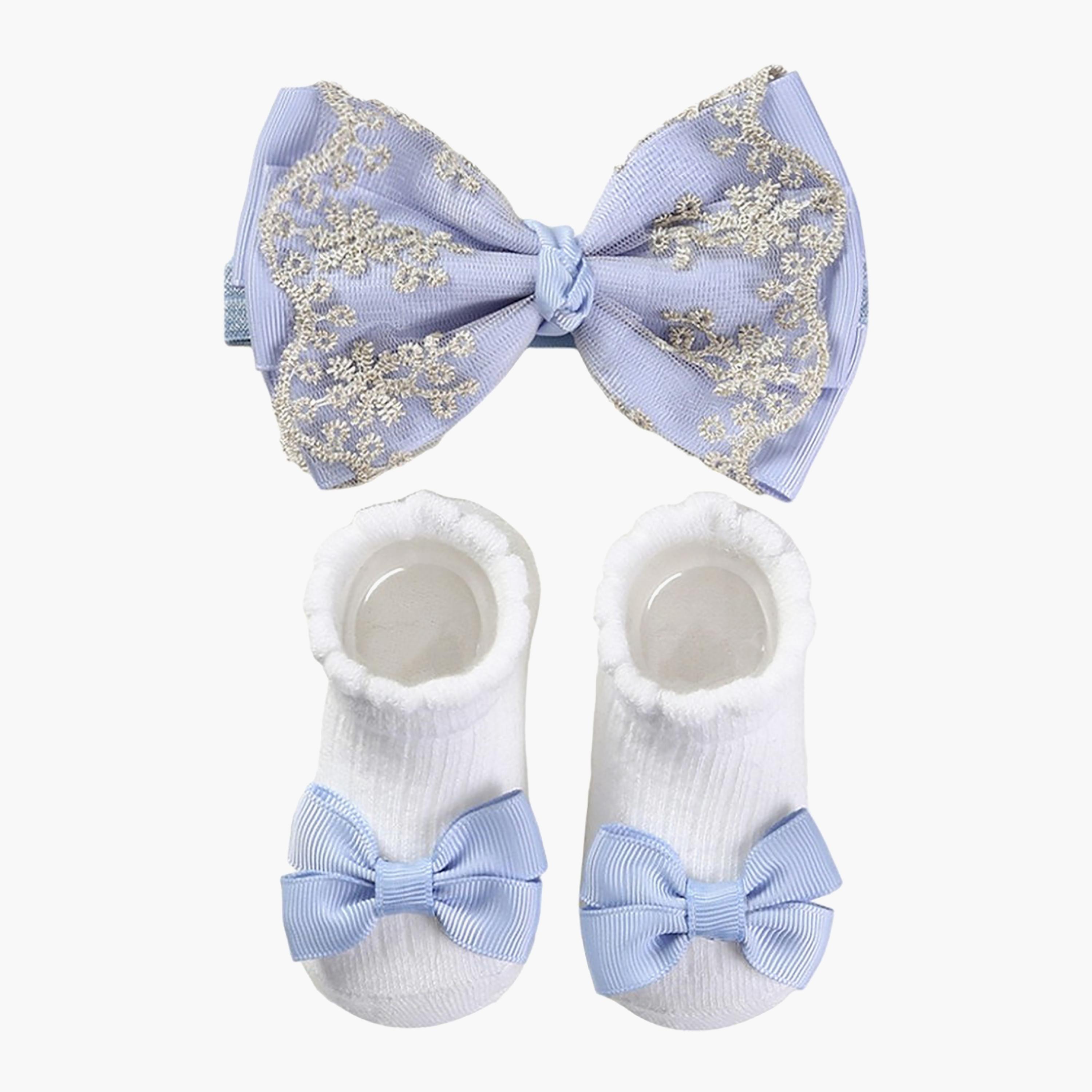 Bambimici Anika Socks & Ribbon Bow Headband Set-baby-girls-accessories-socks-image-1