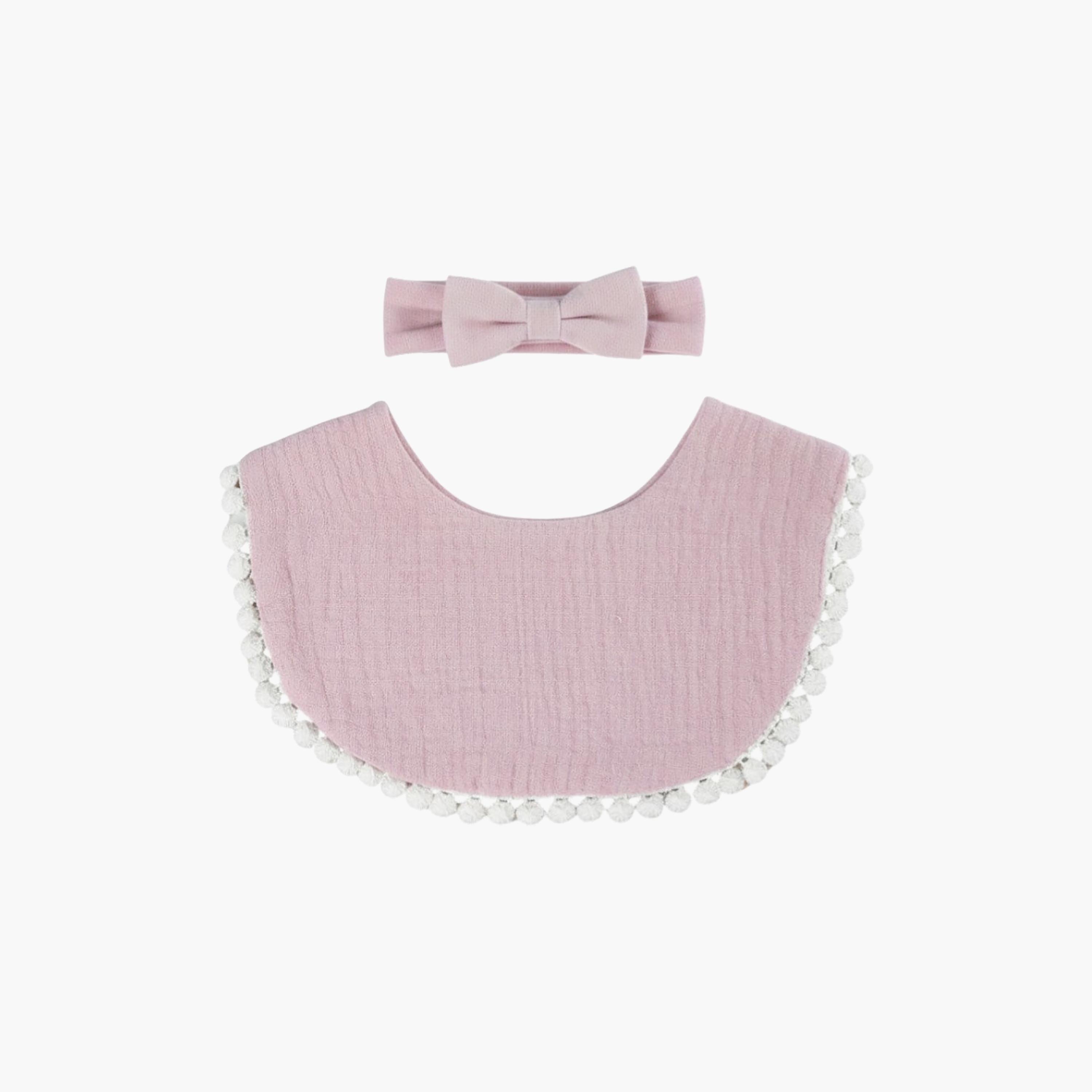 طقم مريلة وعصابة رأس "صوفيا" بفيونكة "ريبون" من بامبيميتشي-baby-feeding-bibs-image-1