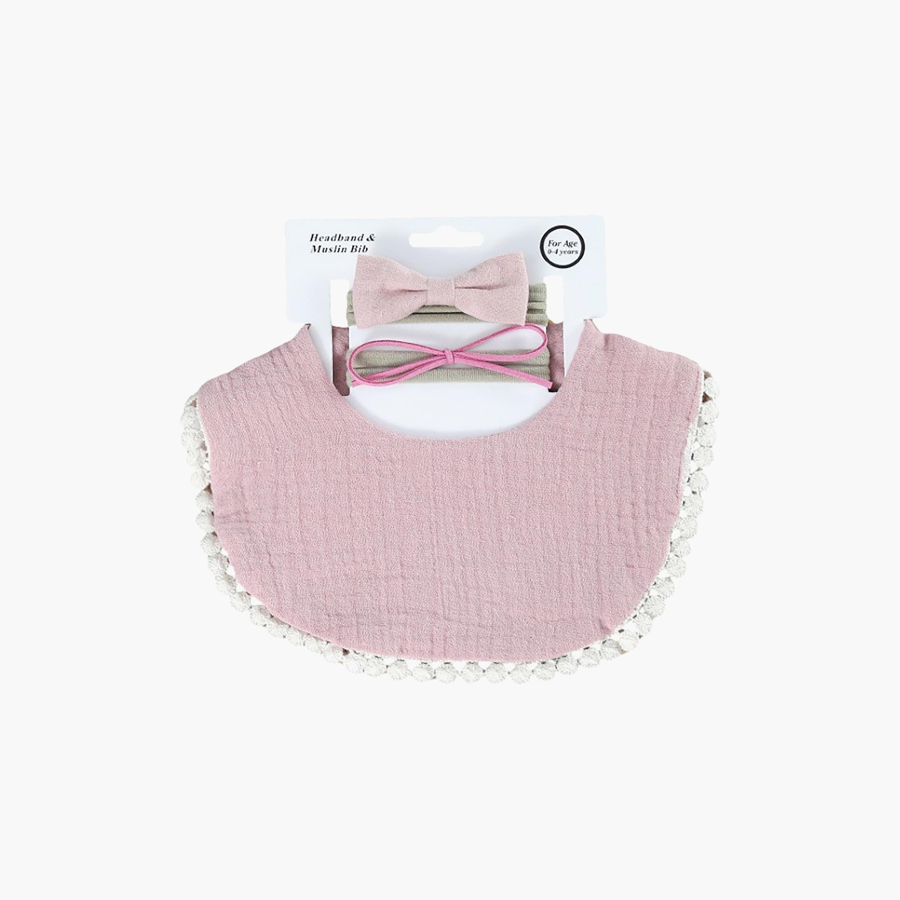 طقم مريلة وعصابة رأس "صوفيا" بفيونكة "ريبون" من بامبيميتشي-baby-feeding-bibs-image-5