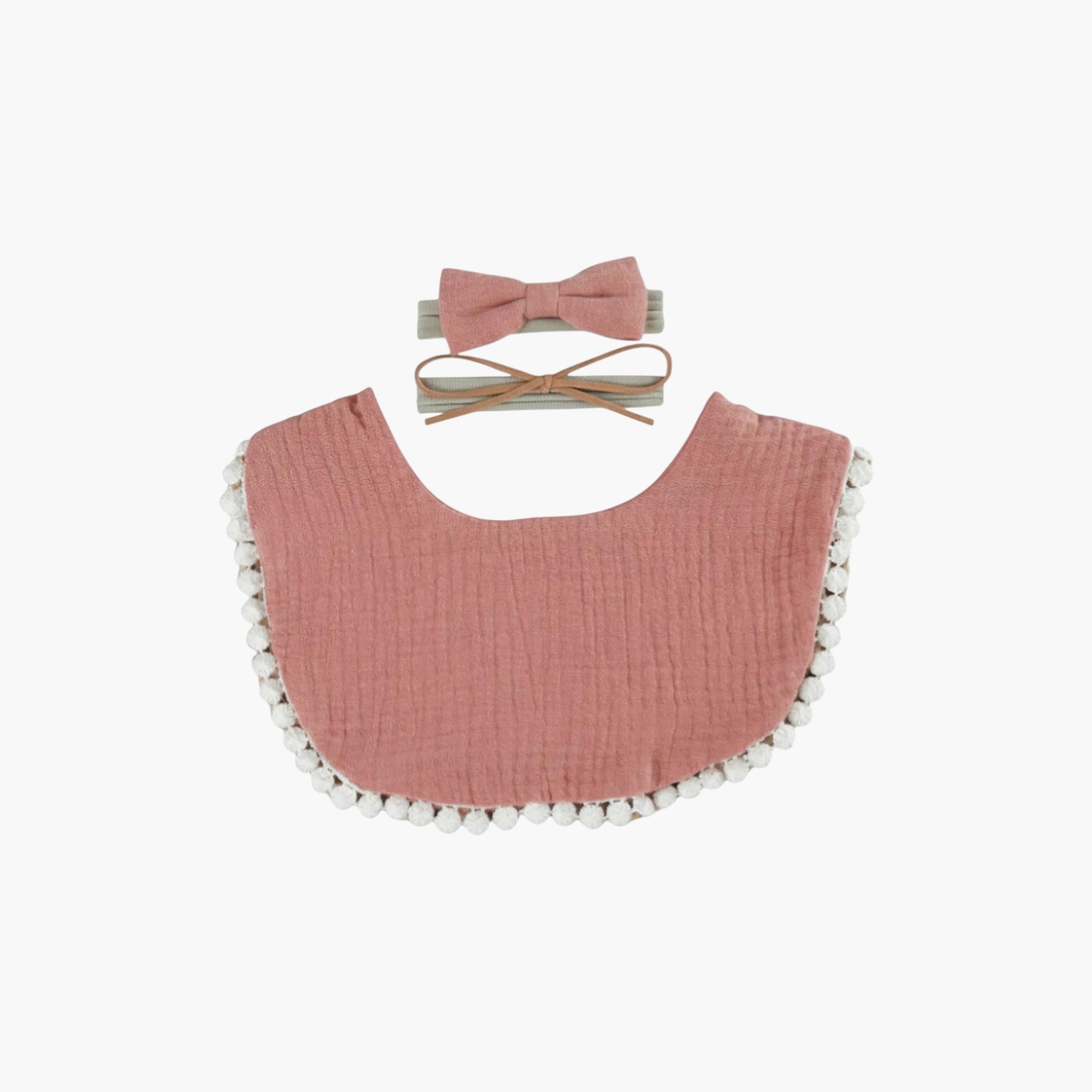 Bambimici Sophia Ribbon Headband & Bib Set-baby-feeding-bibs-image-1