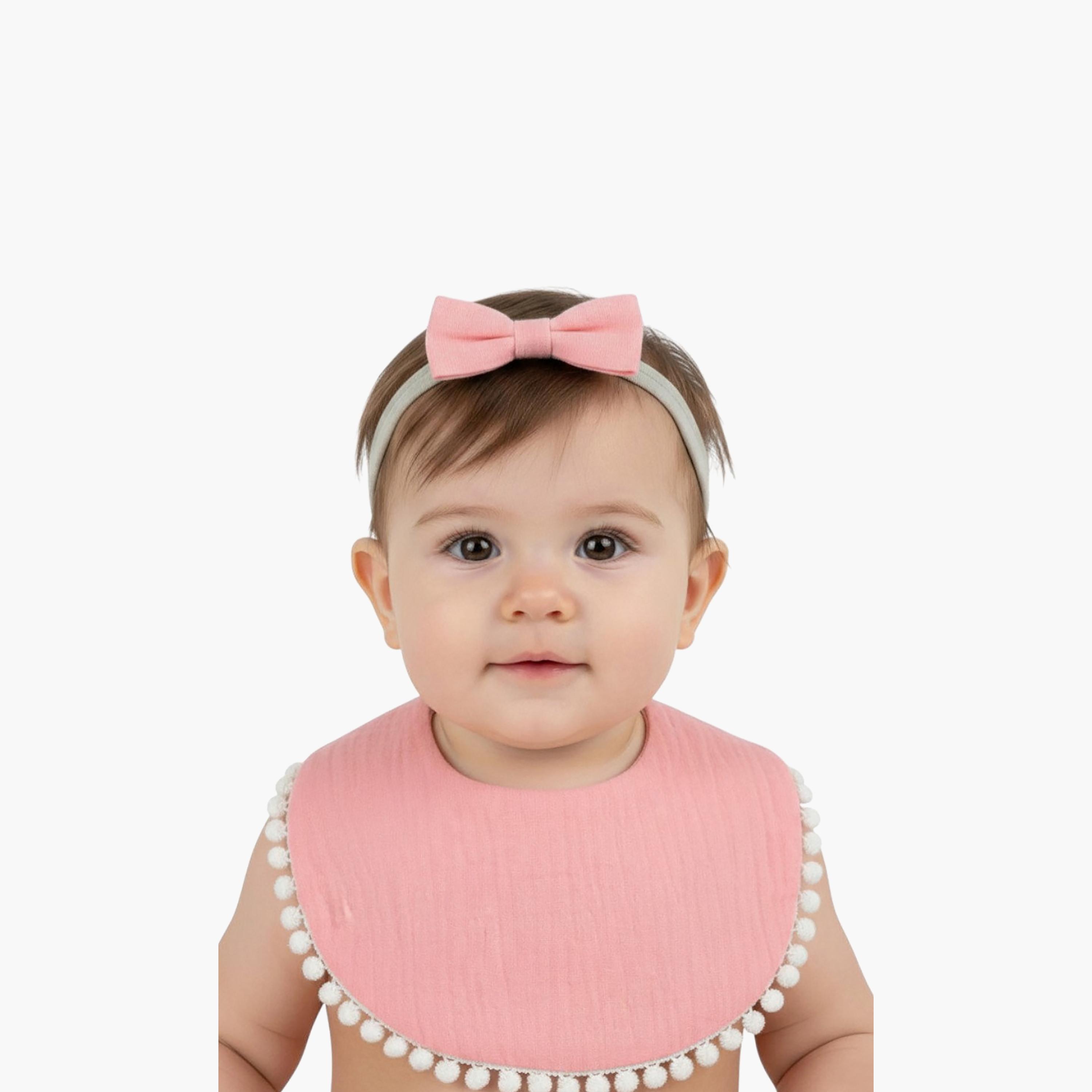 طقم عصابة رأس "صوفيا" بفيونكة "ريبون" ومريلة من بامبيميتشي-baby-feeding-bibs-image-2