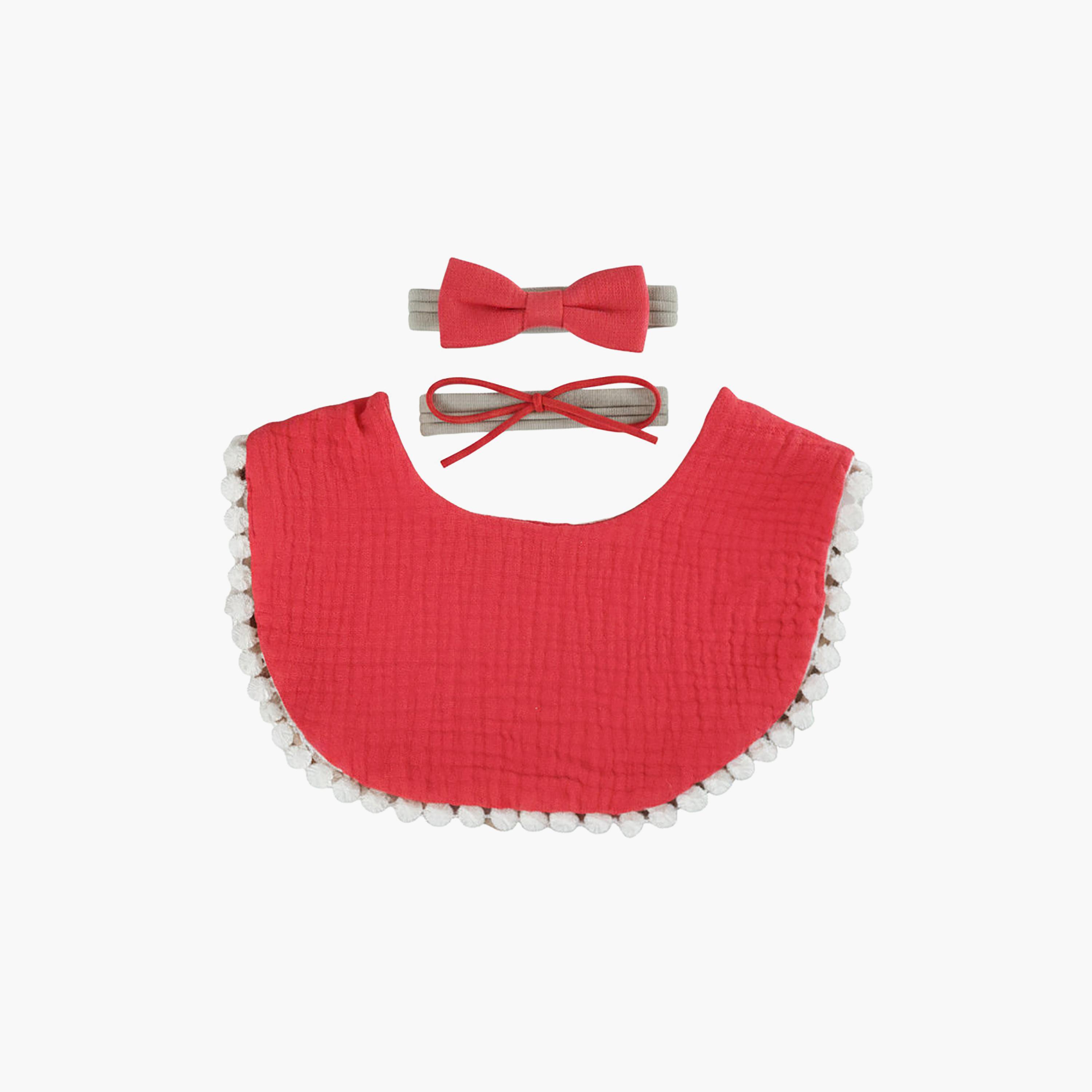 Bambimici Sophia Ribbon Headband & Bib Set-baby-feeding-bibs-image-1