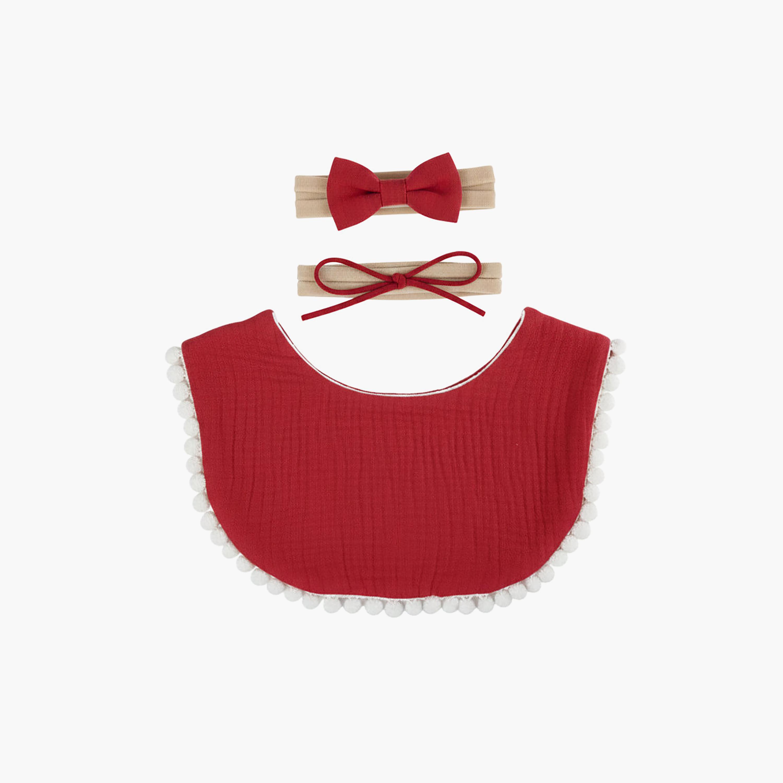 Bambimici Sophia Bib & Ribbon Headband Set-baby-feeding-bibs-image-1