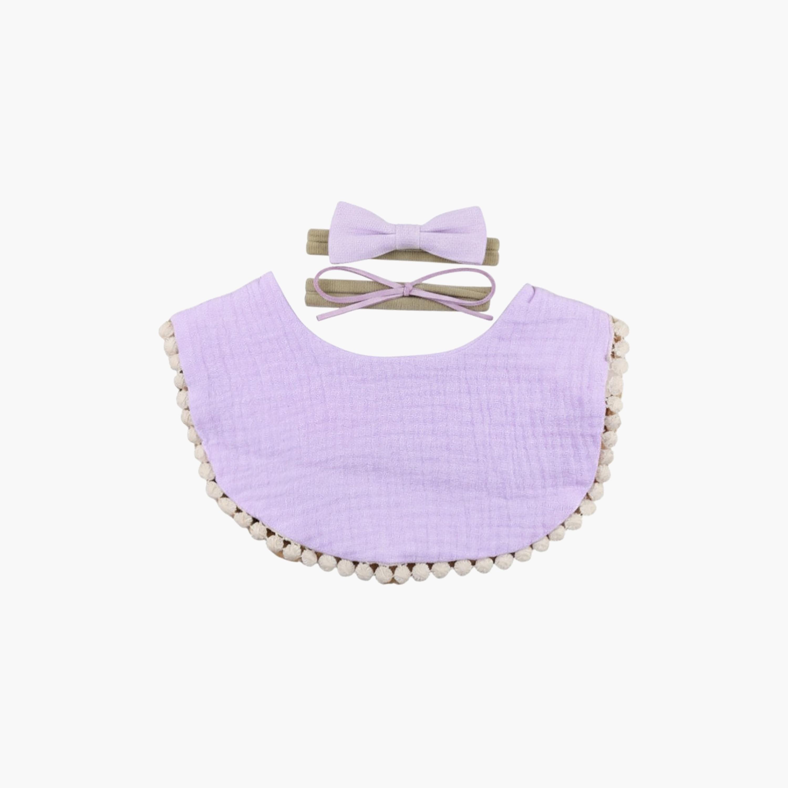 Bambimici Sophia Bib & Ribbon Headband Set-baby-feeding-bibs-image-1