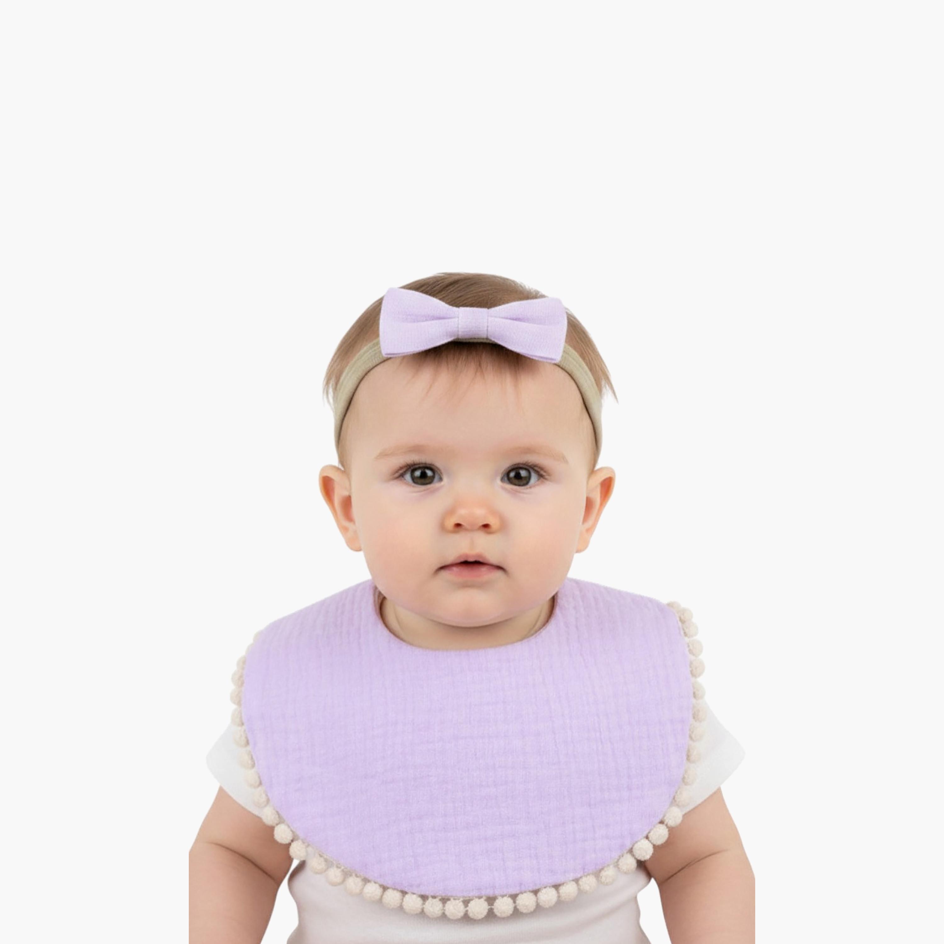 Bambimici Sophia Bib & Ribbon Headband Set-baby-feeding-bibs-image-2